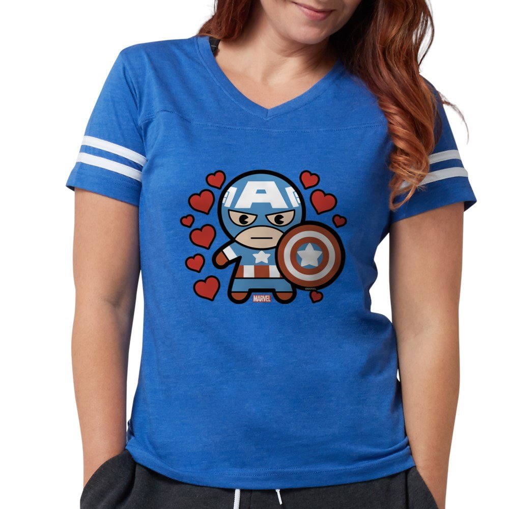 Captain America Hearts T-Shirt - Officially Licensed Marvel Football Jersey for Men & Women | Perfect for Game Day, Cosplay & Superhero Fans
