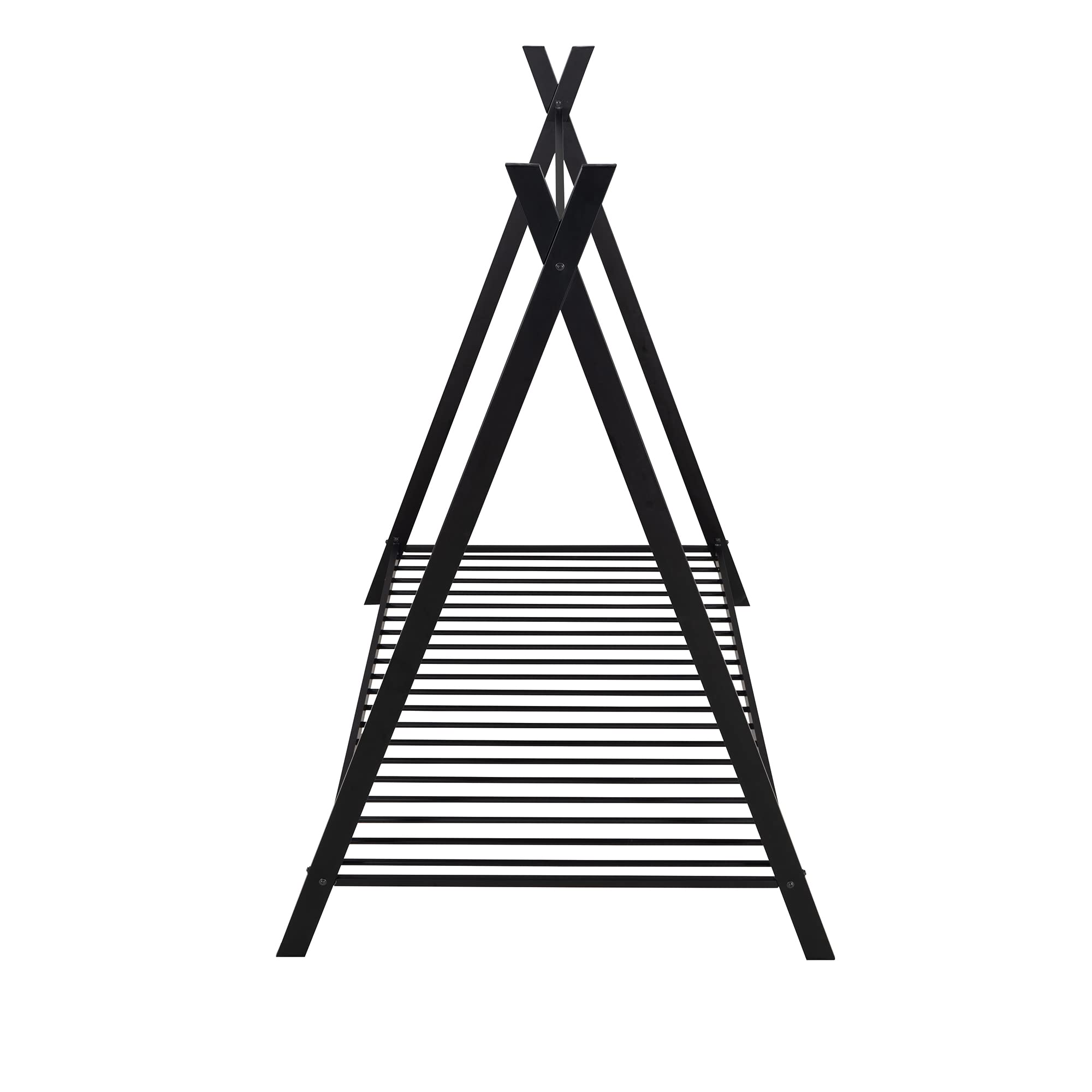 Sturdy Metal House Bed Frame - Triangular Design Platform Bed with Heavy Duty Slats for Kids & Teens - No Box Spring Needed - Easy Assembly - Black - Perfect for Boys & Girls Bedrooms, Dorm Rooms & Small Spaces