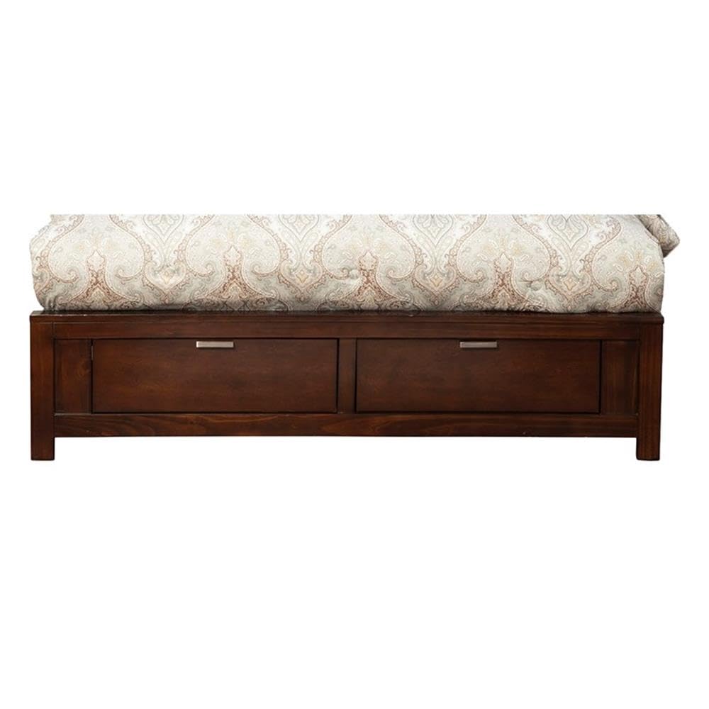Alpine Furniture Panel Bed - Double Size in Cappuccino Finish for Bedroom & Guest Room