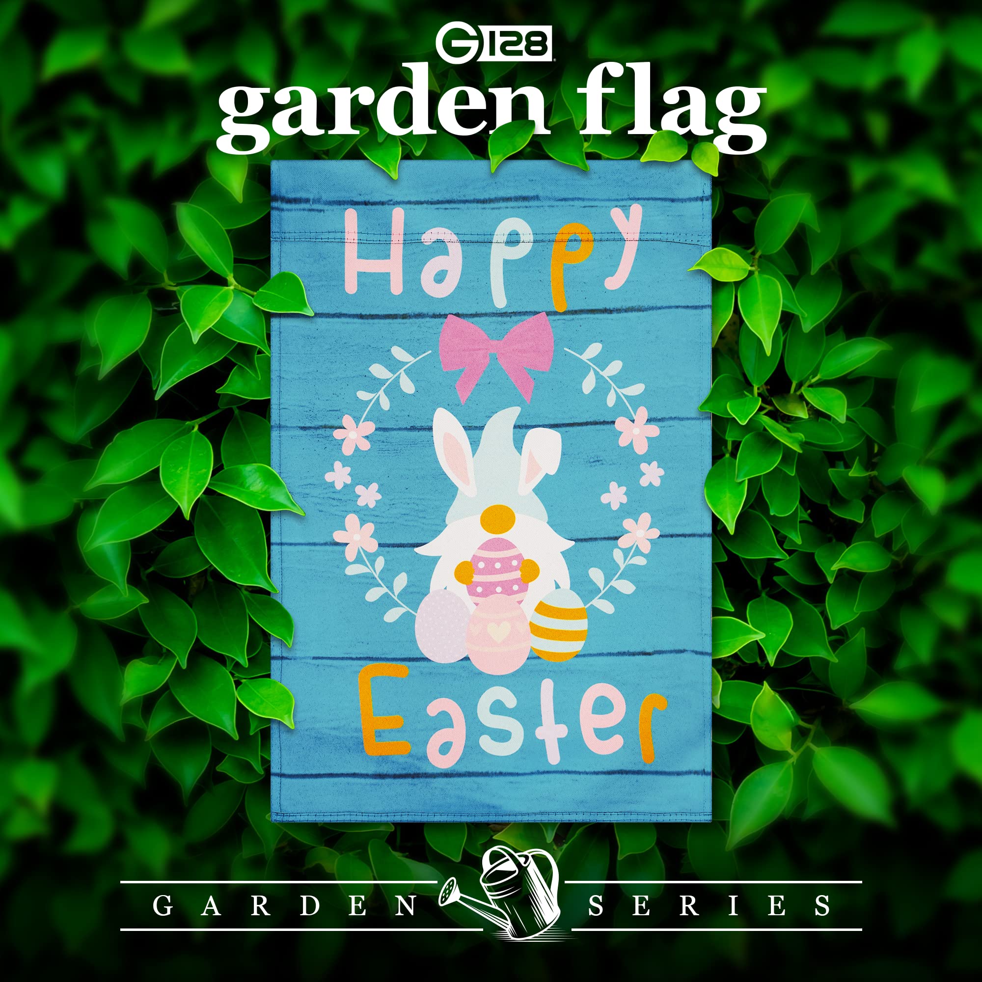 Happy Easter Rabbit Gnome with Eggs Garden Flag - 12
