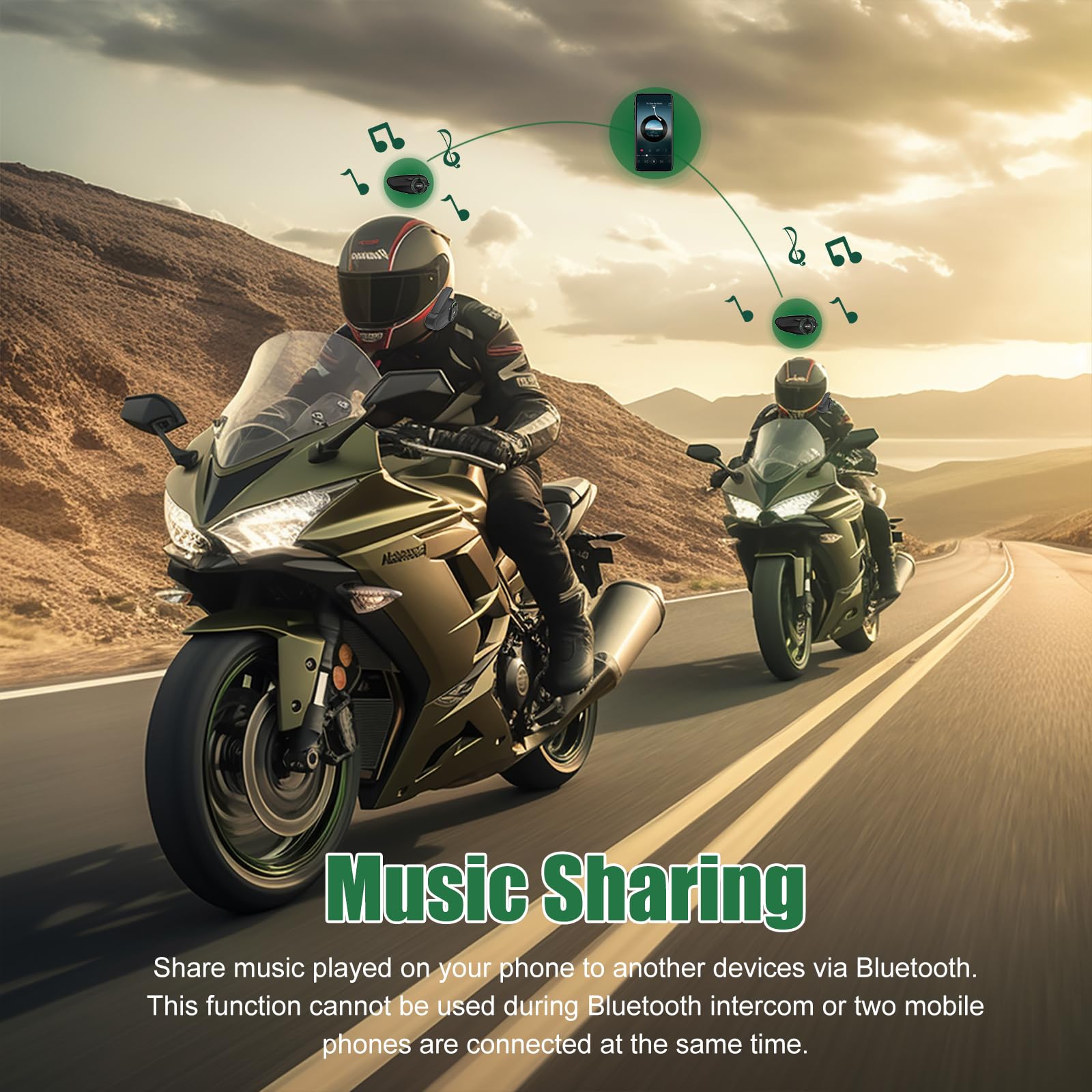 EJEAS Q8 Mesh 3.0 Motorcycle Bluetooth Intercom Headset - 6-Way Full Duplex Communication, Bluetooth 5.1 with CVC Noise Cancellation & Music Sharing (2 Pack) - Perfect for Group Riding, Adventure Tours & Road Trips