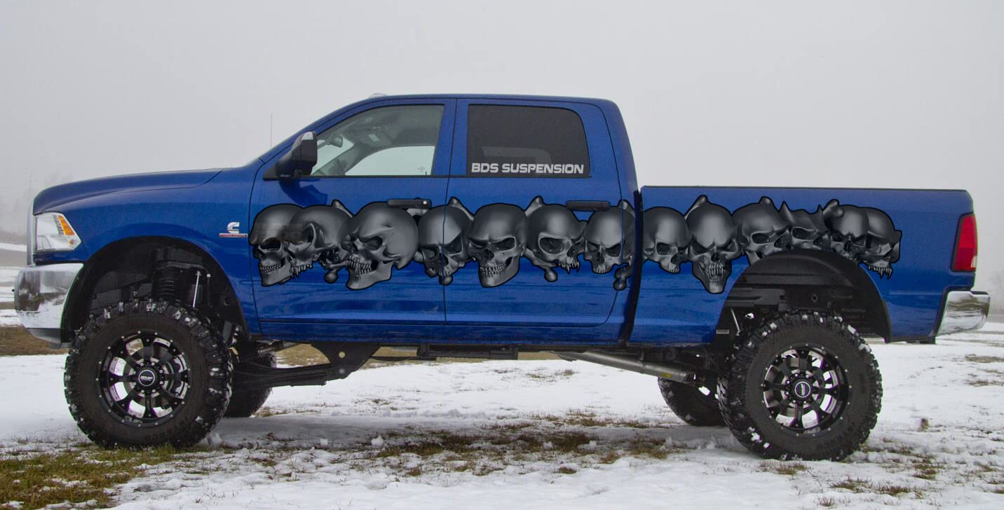 3D Skull Car Wrap Vinyl Sticker - 22x90 Inches Tribal Skulls Street Racing Graphic Decal for Cars, Trucks, Motorcycles - Perfect for Custom Vehicle Wraps & Racing Enthusiasts
