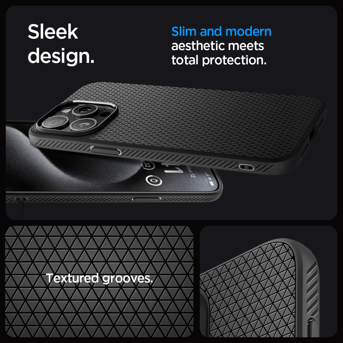 Spigen Liquid Air Case for iPhone 15 Pro - Slim Matte Black Protective Cover | Shockproof & Scratch Resistant | Perfect for Everyday Use, Travel & Outdoor Activities