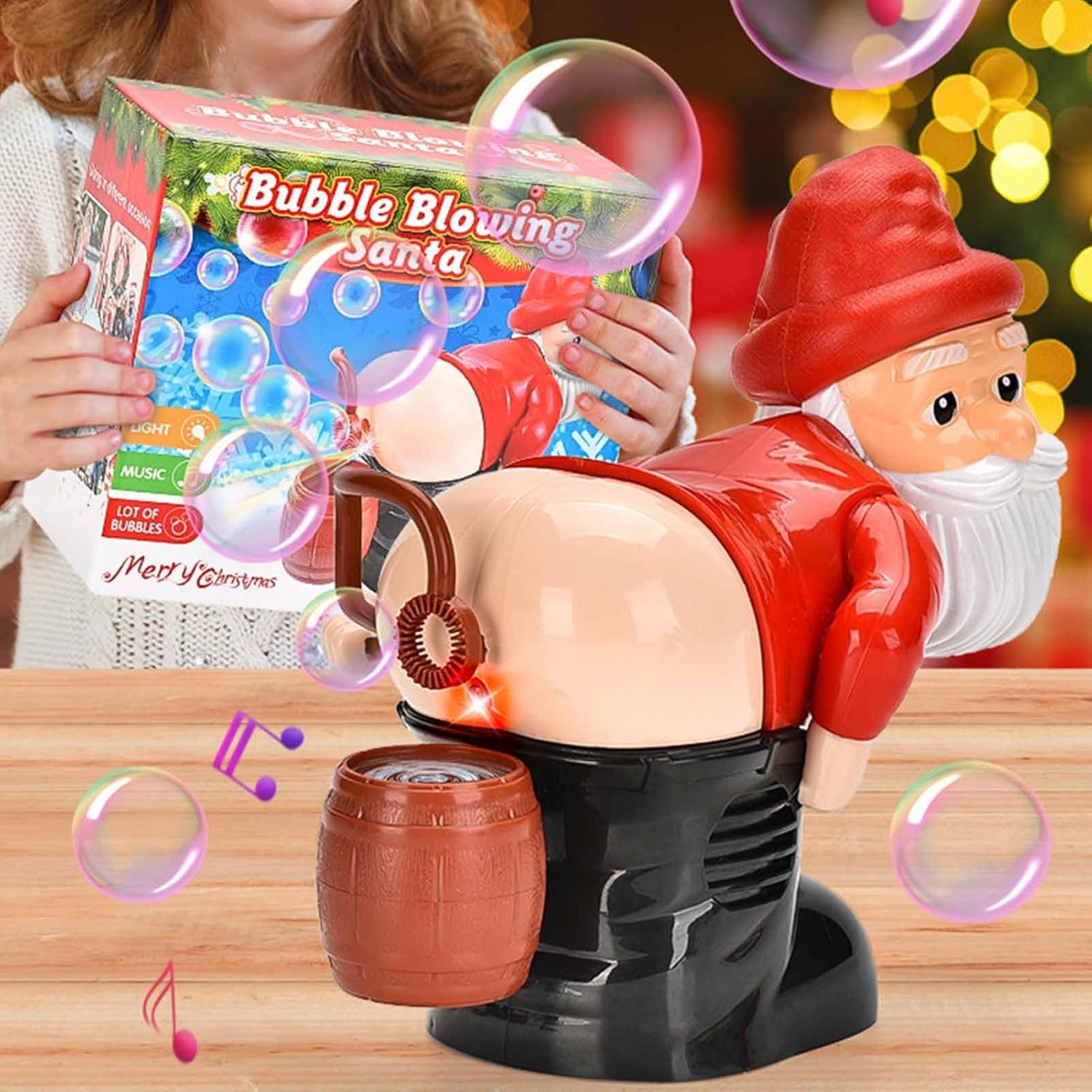 Fart Bubble Blower Machine - Funny Santa Claus Bubble Maker Toy for Kids & Adults | Christmas Gifts, Party Favors & Prank Gag Gifts