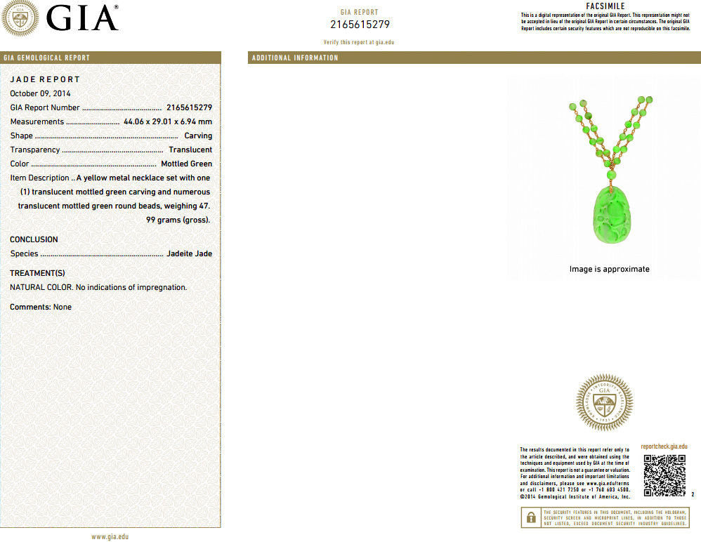 GIA Certified 210 Carat Natural Jade Bead Necklace - Untreated & Unenhanced - Elegant Jewelry for Women, Perfect for Weddings, Parties & Special Occasions
