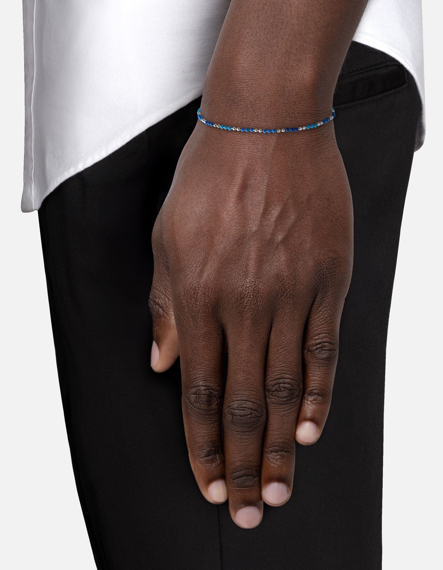 1.5mm Sterling Silver Chain Bracelet with Blue Accent - Elegant & Dainty Jewelry for Women, Perfect for Everyday Wear & Gifts