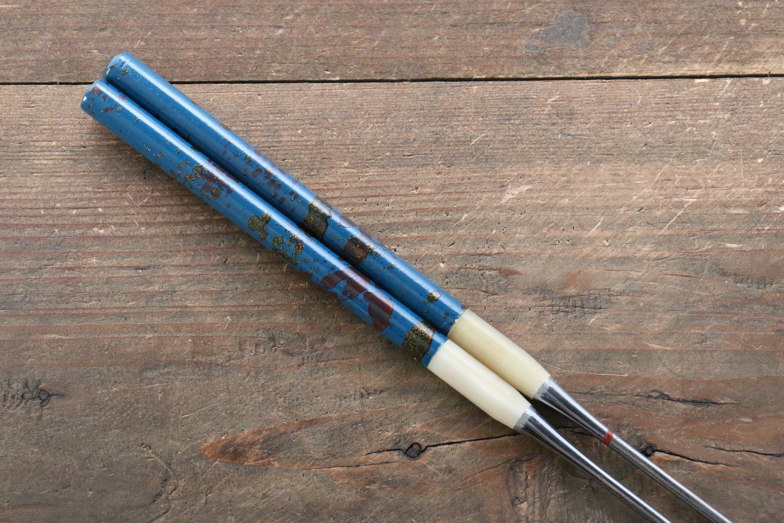 Premium Blue Moribashi Cooking Chopsticks - 165mm Stainless Steel Kitchen Tongs for Sushi, Ramen, Frying & Asian Cuisine | Perfect for Chefs & Home Cooking