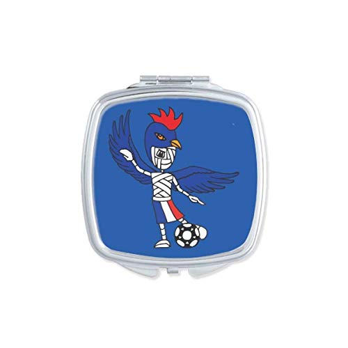 DIYthinker France Gallic Rooster Mummy Football Mirror - Portable Compact Pocket Makeup Mirror with Double Sided Glass for Travel, Home & On-the-Go Touch Ups