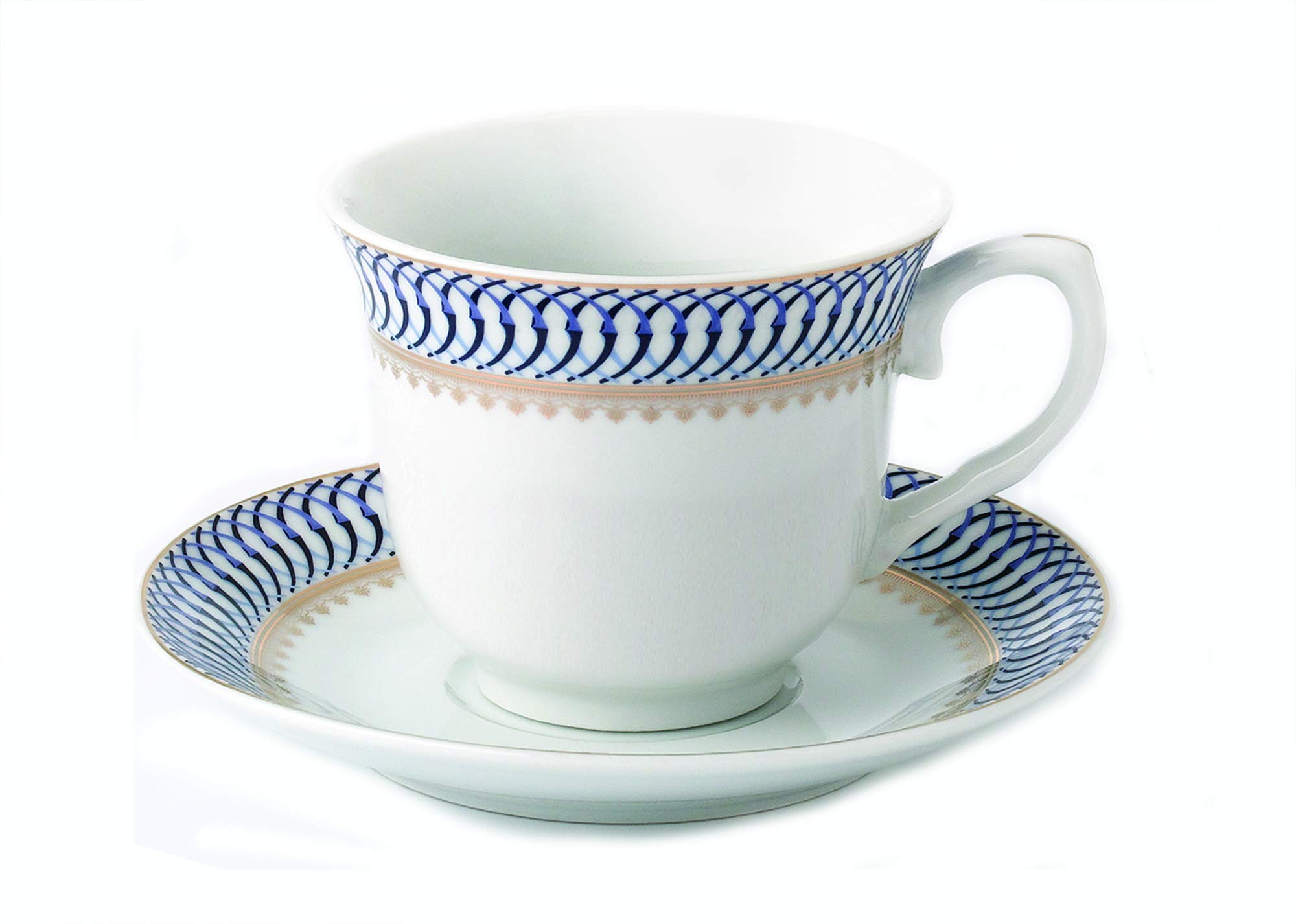 Lorren Home Trends Sapphire-4 Elegant Blue Coffee Cups and Saucers Set - Perfect for Afternoon Tea, Coffee Break & Home Decor