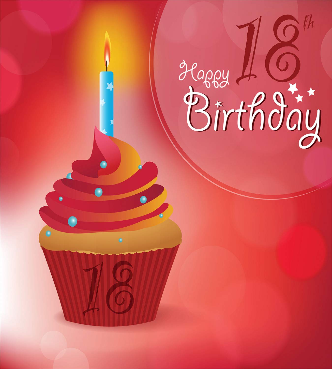 Ambesonne 18th Birthday Duvet Cover Set - King Size 2-Pack with 2 Duvet Covers & 4 Pillowcases - Hot Pink Red Orange Cupcake with Candles Print - Perfect for Teen Bedroom Decor, Sleepover Parties & Birthday Gift