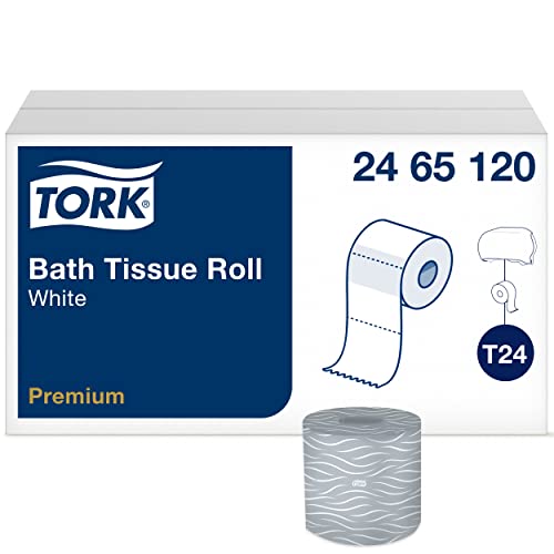 Premium Tork Toilet Paper Roll White T24 - 2-Ply, 80 Rolls x 500 Sheets (24651200) | Soft, Strong & Absorbent for Home, Office & Commercial Use | Bulk Bathroom Tissue for High-Traffic Areas