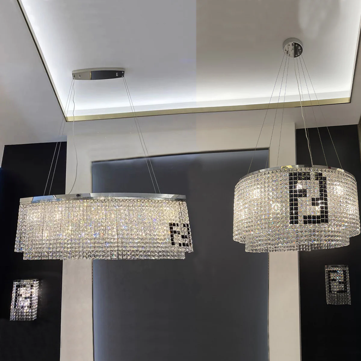 Elegant Crystal Chandelier Lighting Fixture - Round Designer Ceiling Light for Living Room, Dining Room | Perfect for Home Decor, Wedding Venues & Luxury Interiors