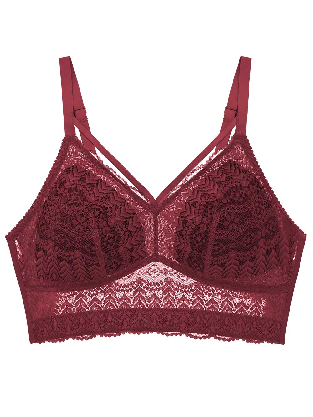 Parfait Mia Lace Wireless Padded Bralette - Comfortable Support Bra in Rio Red | Perfect for Everyday Wear & Special Occasions