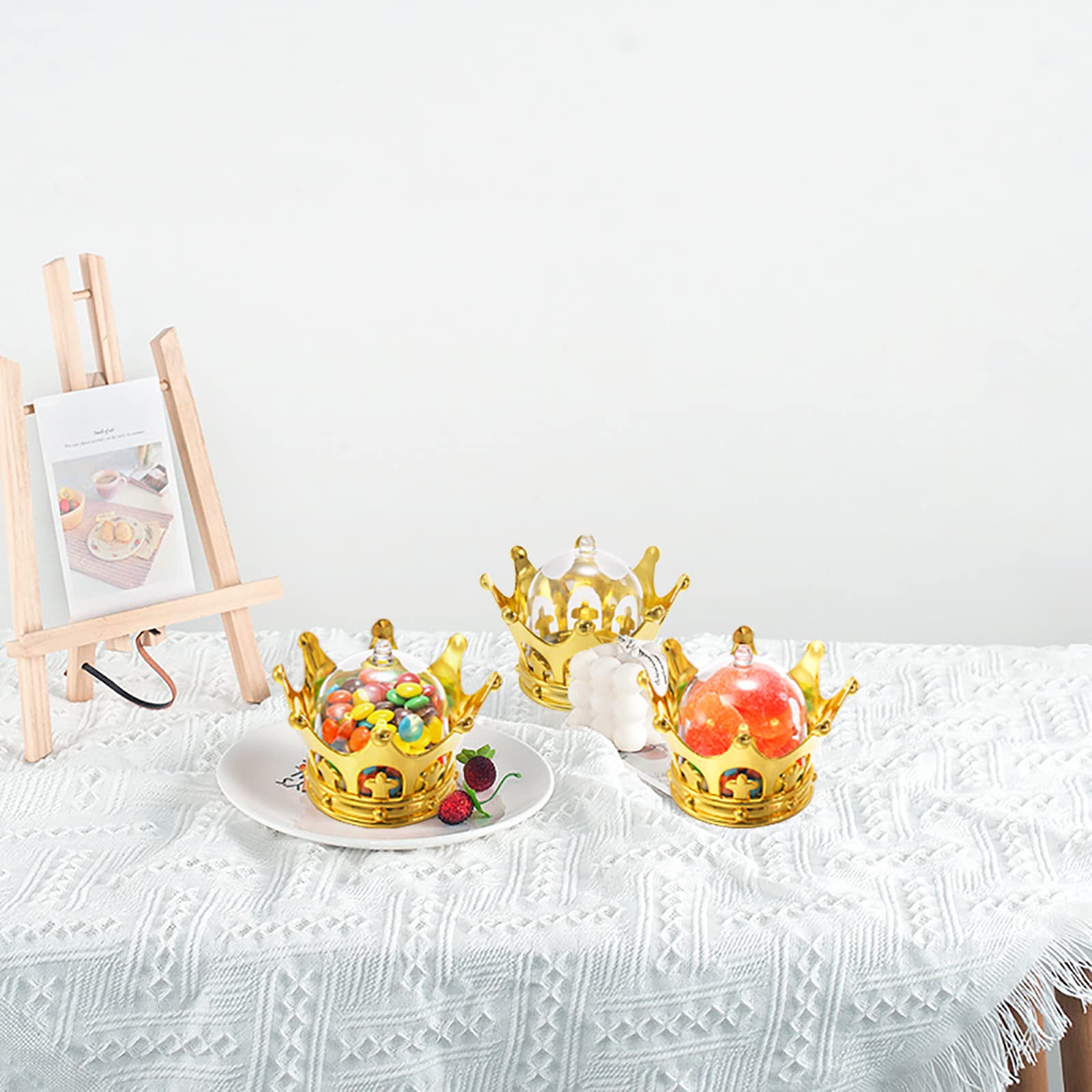 36 Pack Refillable Crown Candy Box with Dome - Decorative Fillable Candy Holder for Chocolates, Desserts, Baby Showers & Princess Birthday Parties - Perfect for Wedding Favors, Bridal Showers & Party Decorations