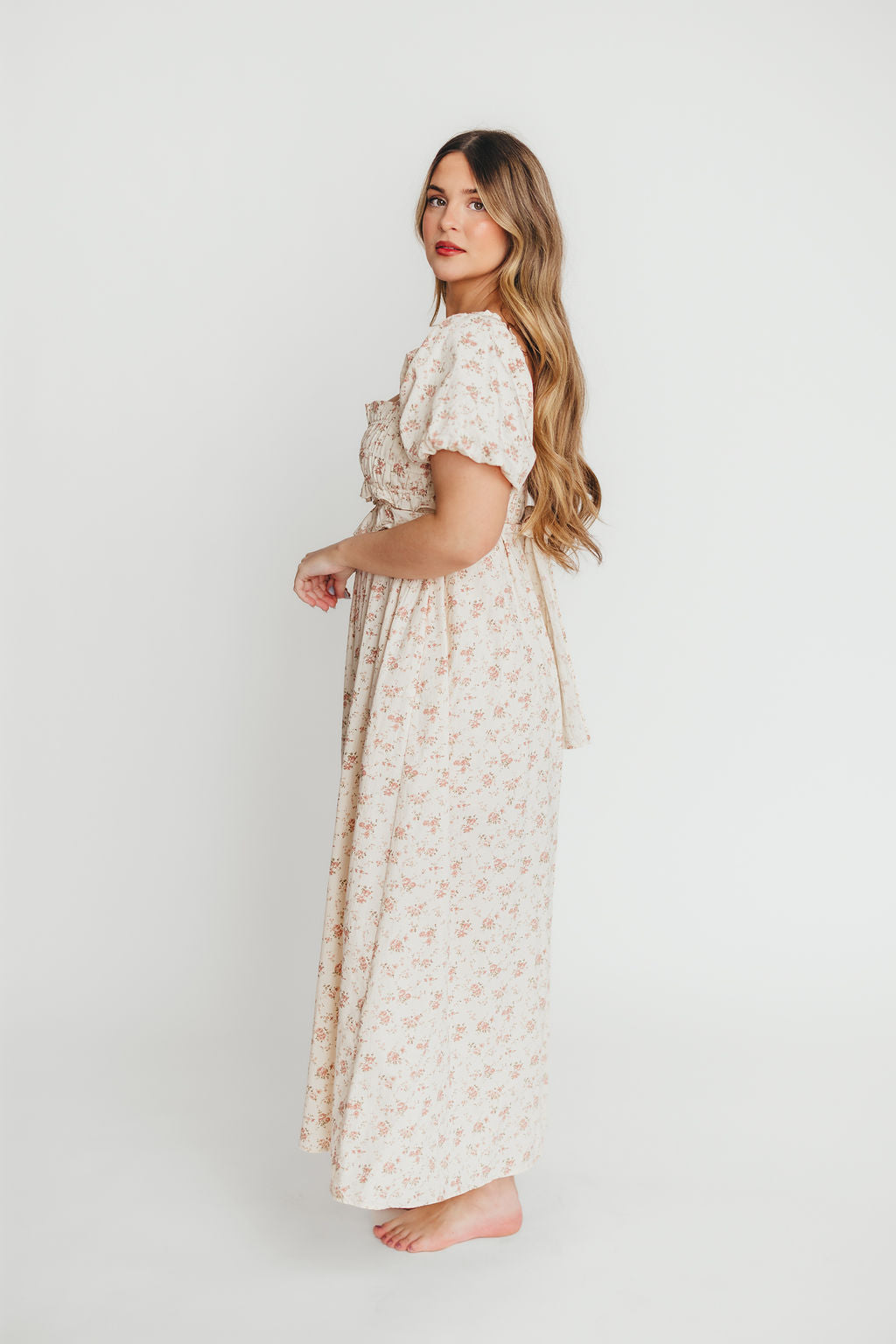 Finley 100% Cotton Peplum Midi Dress - Petal Pink | Bump & Nursing Friendly Maternity Dress | Perfect for Baby Showers, Nursing & Everyday Wear