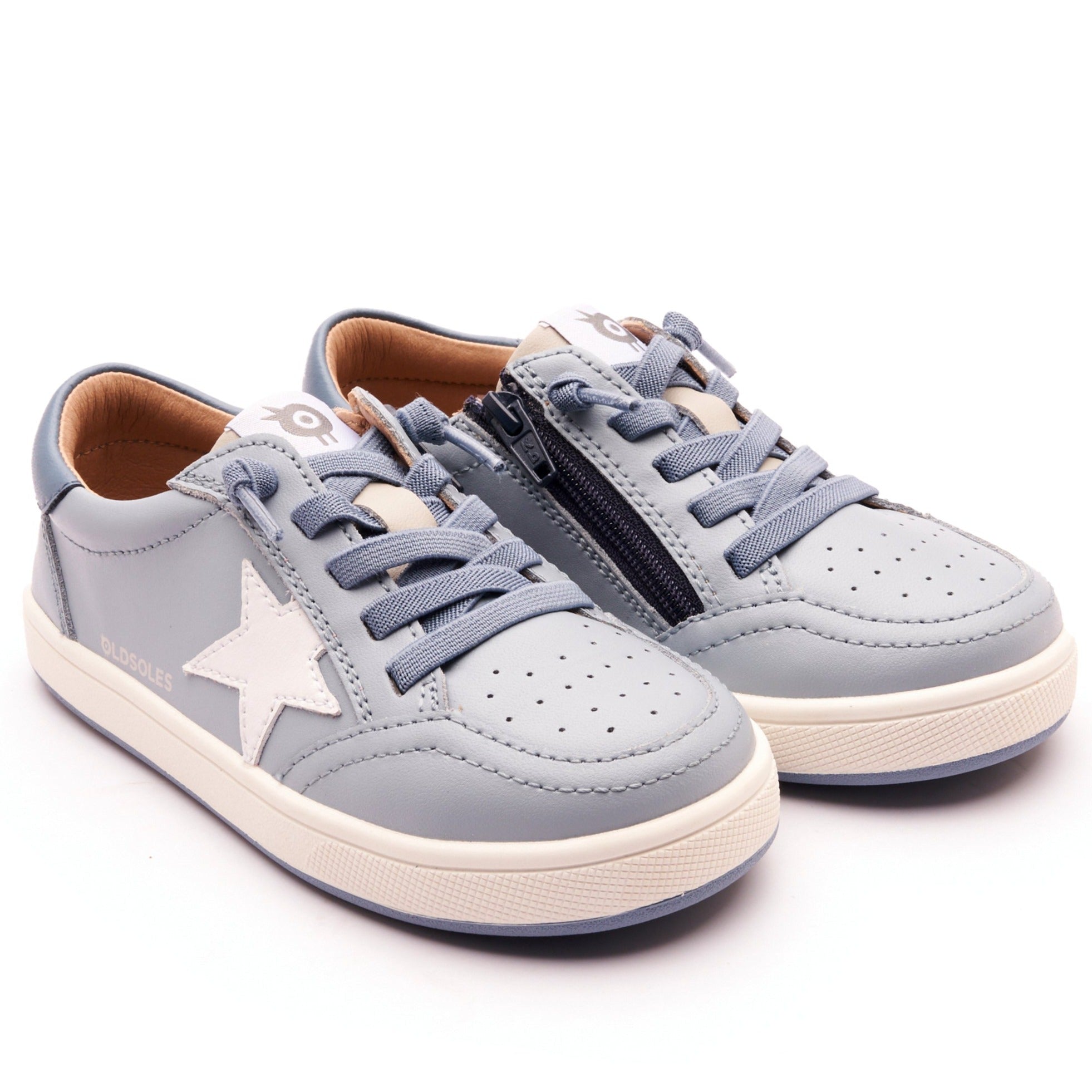 Old Soles Boys' 1006 Platinum Runner Casual Sneakers - Dusty Blue/Indigo/Gray/Snow/White with Indigo Sole | Comfortable Kids' Shoes for School, Play & Everyday Wear