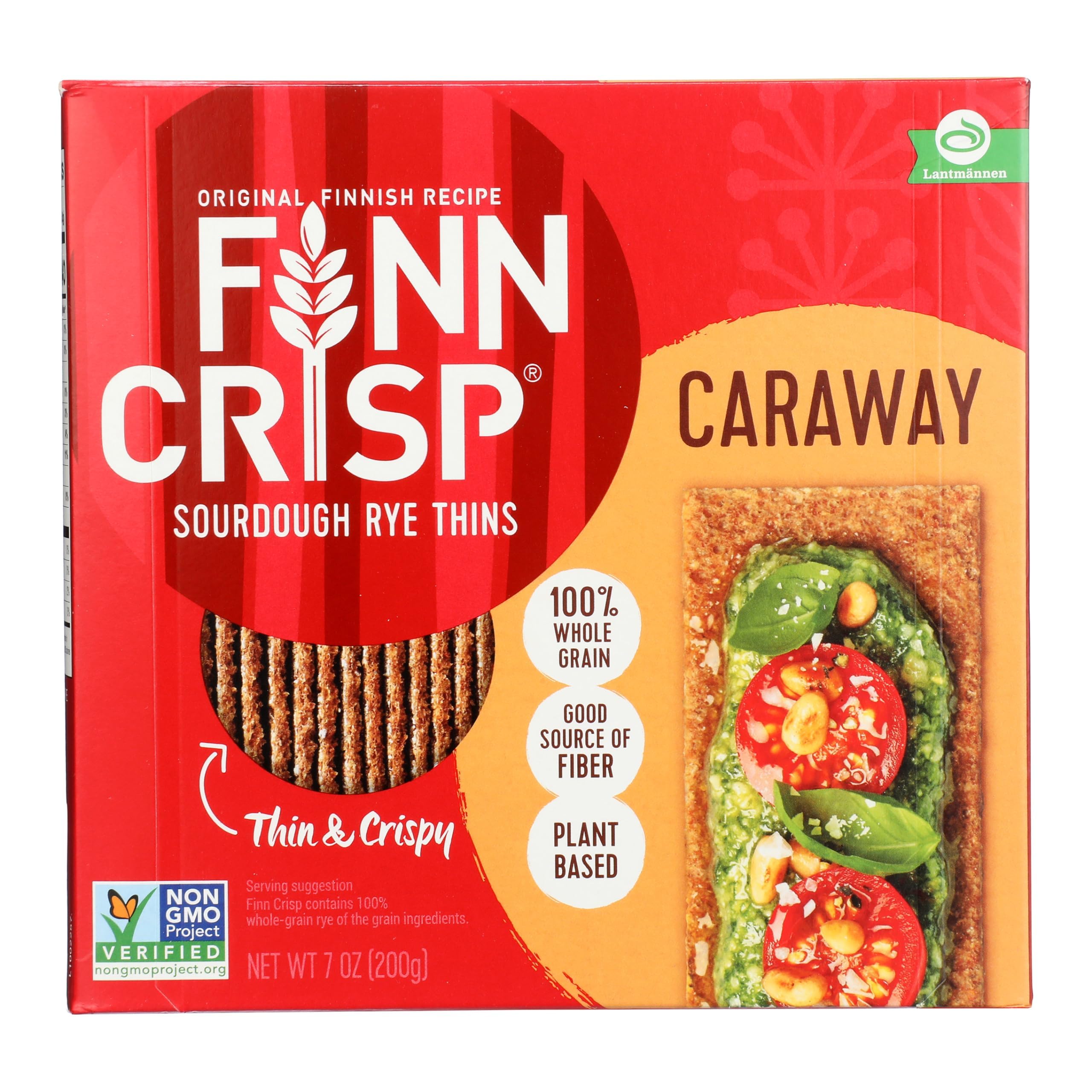 Finn Crisp Caraway Sourdough Rye Thins - 7 Ounce Boxes (Pack of 9) | Low-Calorie Crispbread Snacks for Healthy Diet, Keto & Gluten-Free Lifestyle | Perfect for Breakfast, Lunch, or On-the-Go Snacking