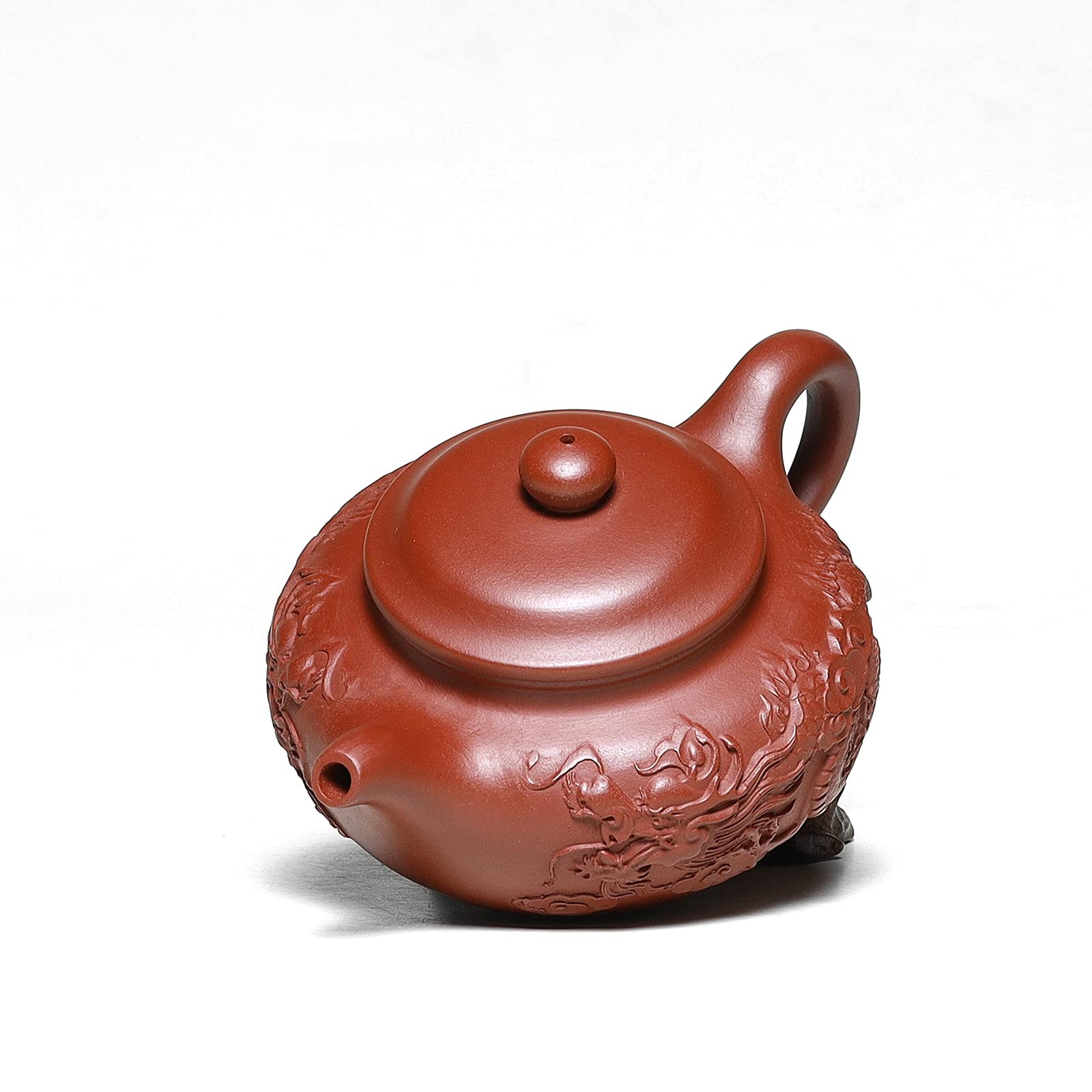 Premium 8 Oz Yixing Zisha Clay Teapot with Built-in Filter - Handcrafted Dragon Relief Fanggu Style - Authentic Chinese Kung Fu Tea Set for Gongfu Tea Ceremony & Home Brewing - Perfect Gift for Tea Lovers