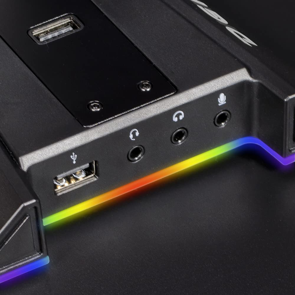 Atlas RGB Gaming Headset Stand with 2 USB Ports, Anti-Slip Base & 7 Color LED Modes - Perfect for PC, PS5, Xbox Setup & Streamer Battlestation