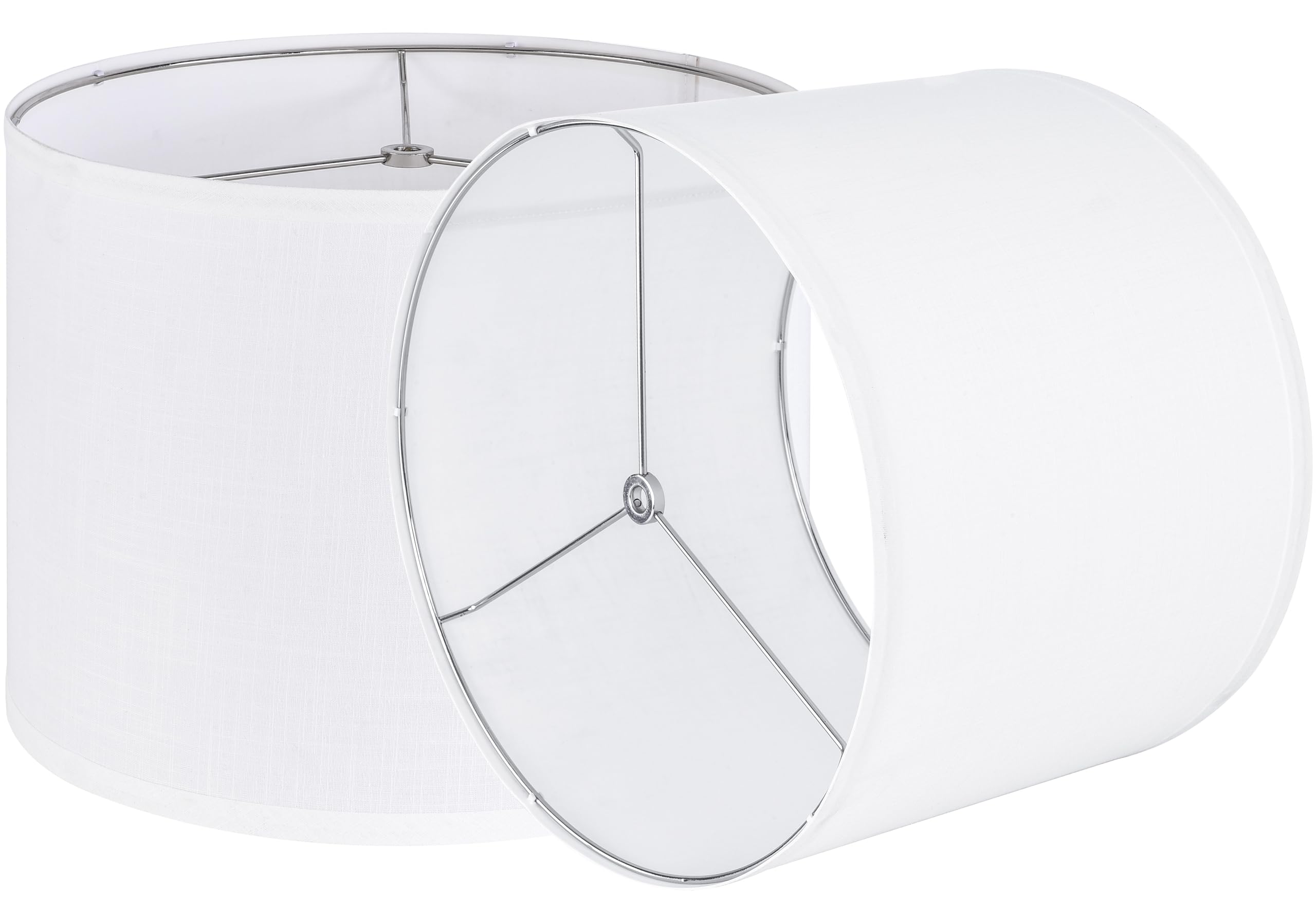 Premium Linen Lamp Shades Set of 2 - White Textured Drum Lamp Shade 13
