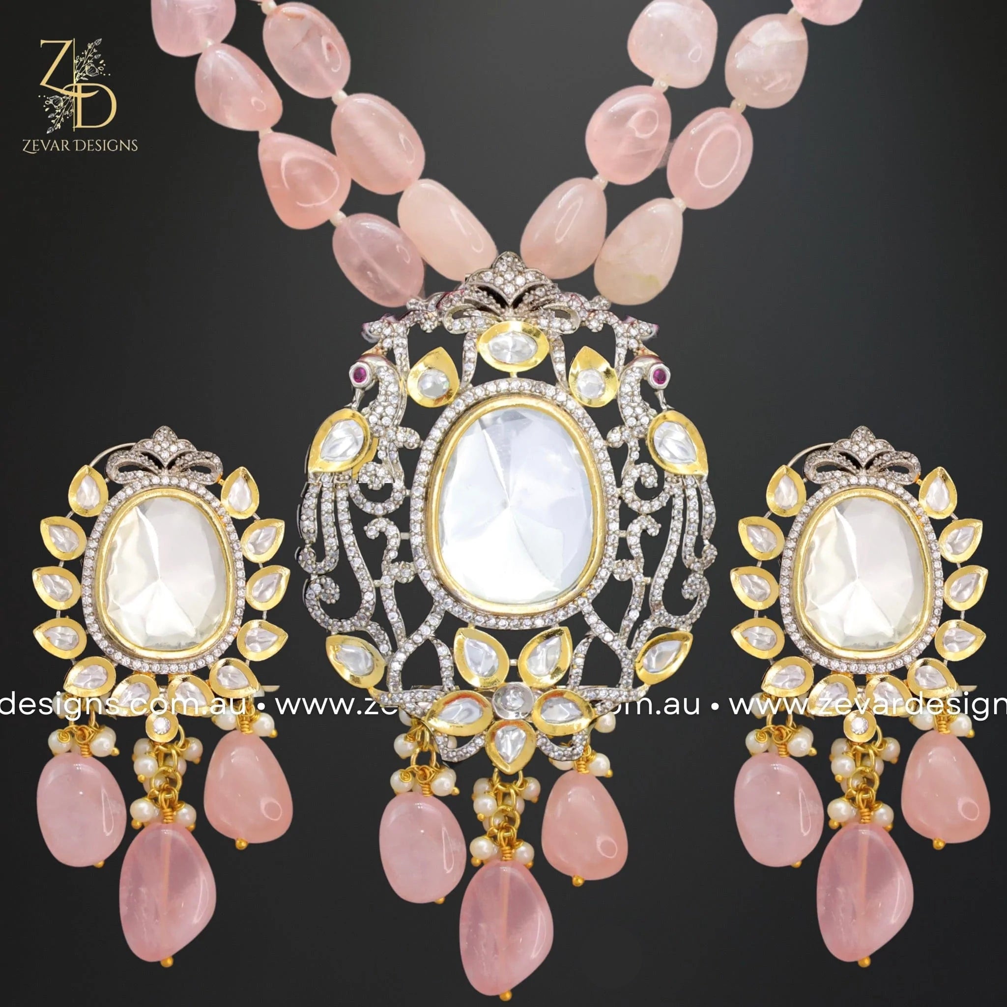 Elegant Kundan and AD Dual Finish Long Necklace Set in Pink - Perfect for Weddings, Parties, and Special Occasions