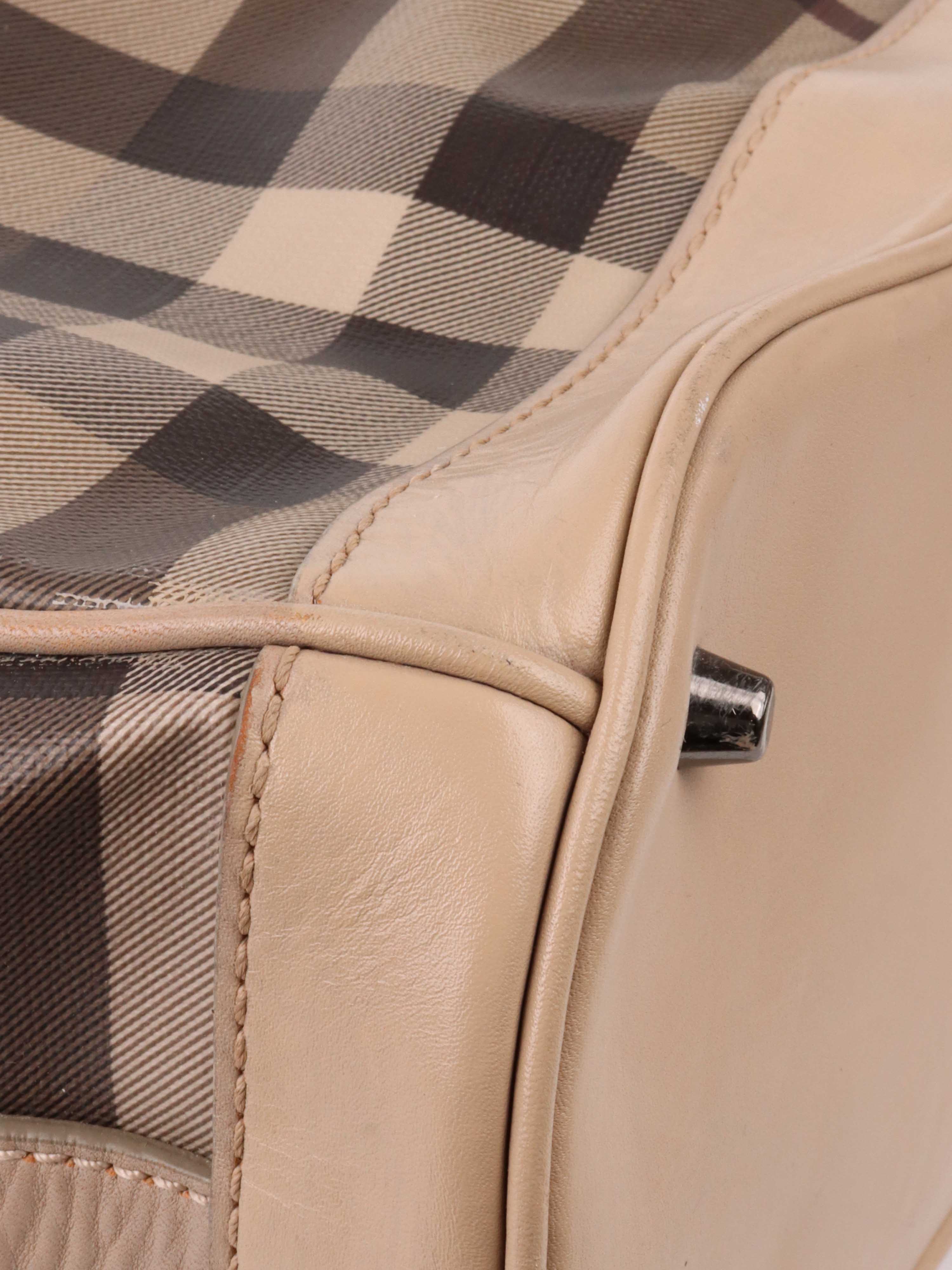 Burberry Checkered Leather Tote Bag for Women - Luxury Designer Handbag with Signature Plaid Pattern, Perfect for Work, Travel & Everyday Use