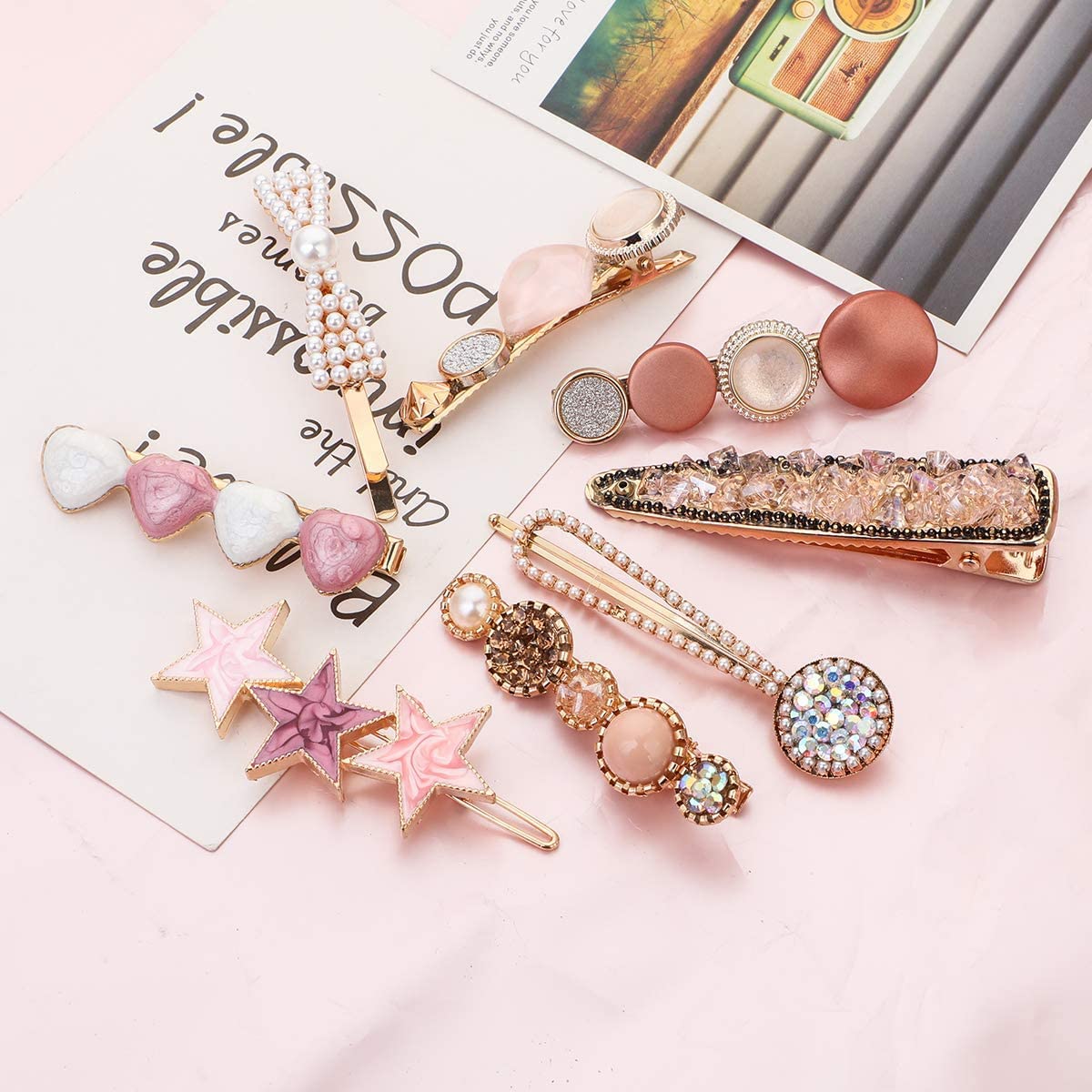 Livecool 8-Piece Pearl Hair Clips Set - Acrylic Hair Barrettes for Women & Girls - Elegant Hair Accessories for Parties, Weddings & Birthday Gifts