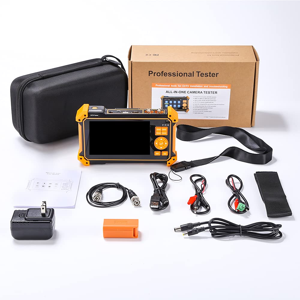 5 Inch TFT-LCD CCTV Camera Tester Monitor - 4K 8MP Support for CVI/TVI/AHD/SDI/CVBS & Analog Cameras | HDMI/VGA Input | PTZ Control | DC12V Power Output | UTP Cable Tester | 3200-Plus Functions - Ideal for Security System Installation & Maintenance
