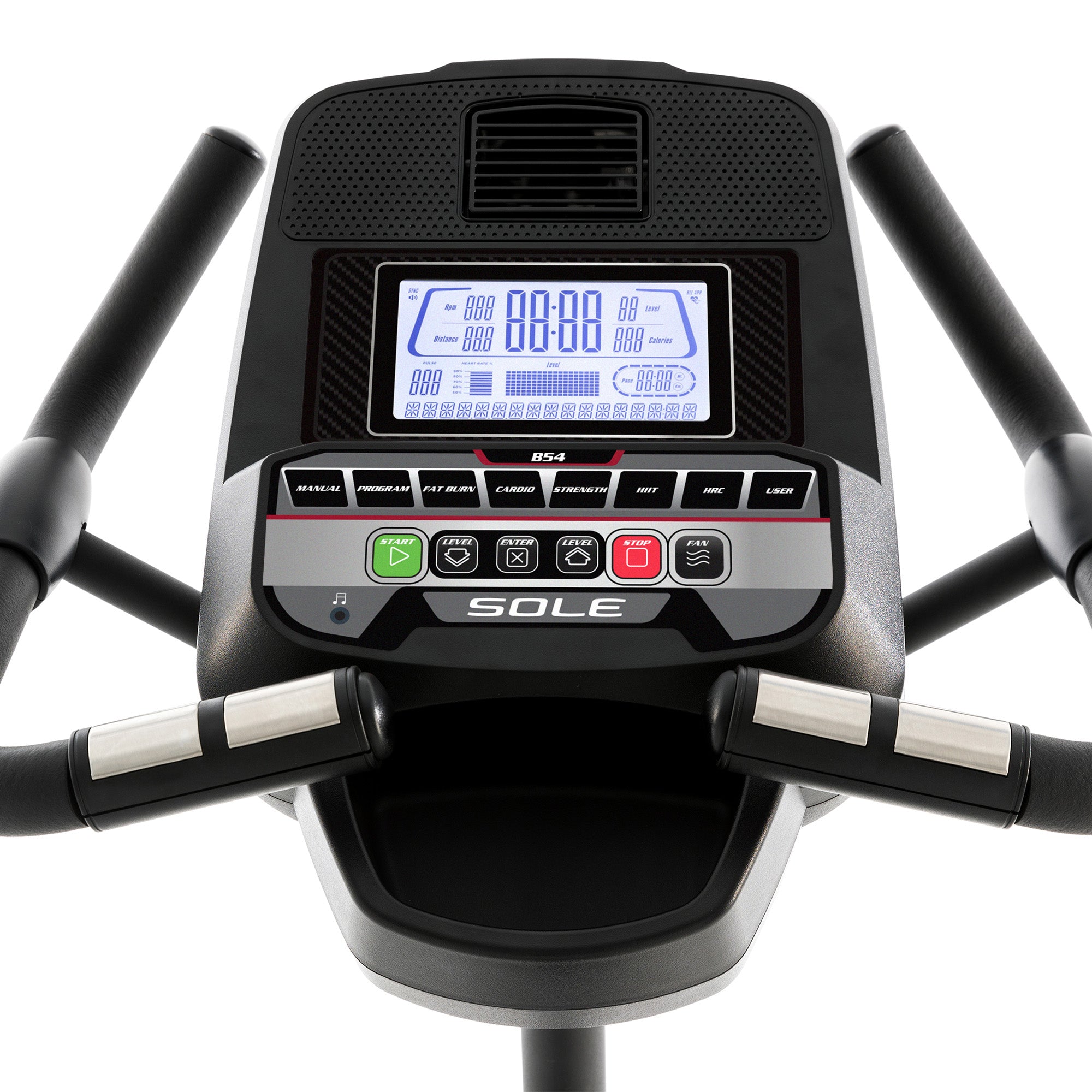SOLE B54 Upright Exercise Bike for Home Gym - 2024 New Model with LCD Display & Adjustable Resistance - Perfect for Cardio Workouts and Indoor Cycling Training