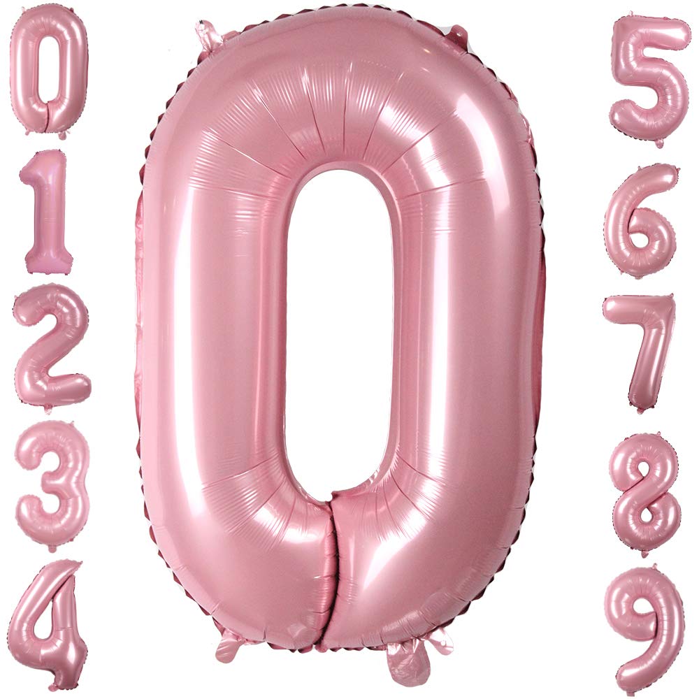 Tellpet Number 0 Balloon - 40 Inch Light Pink Birthday Party Decoration for Girls - Perfect for Birthday Parties, Baby Showers & Gender Reveals