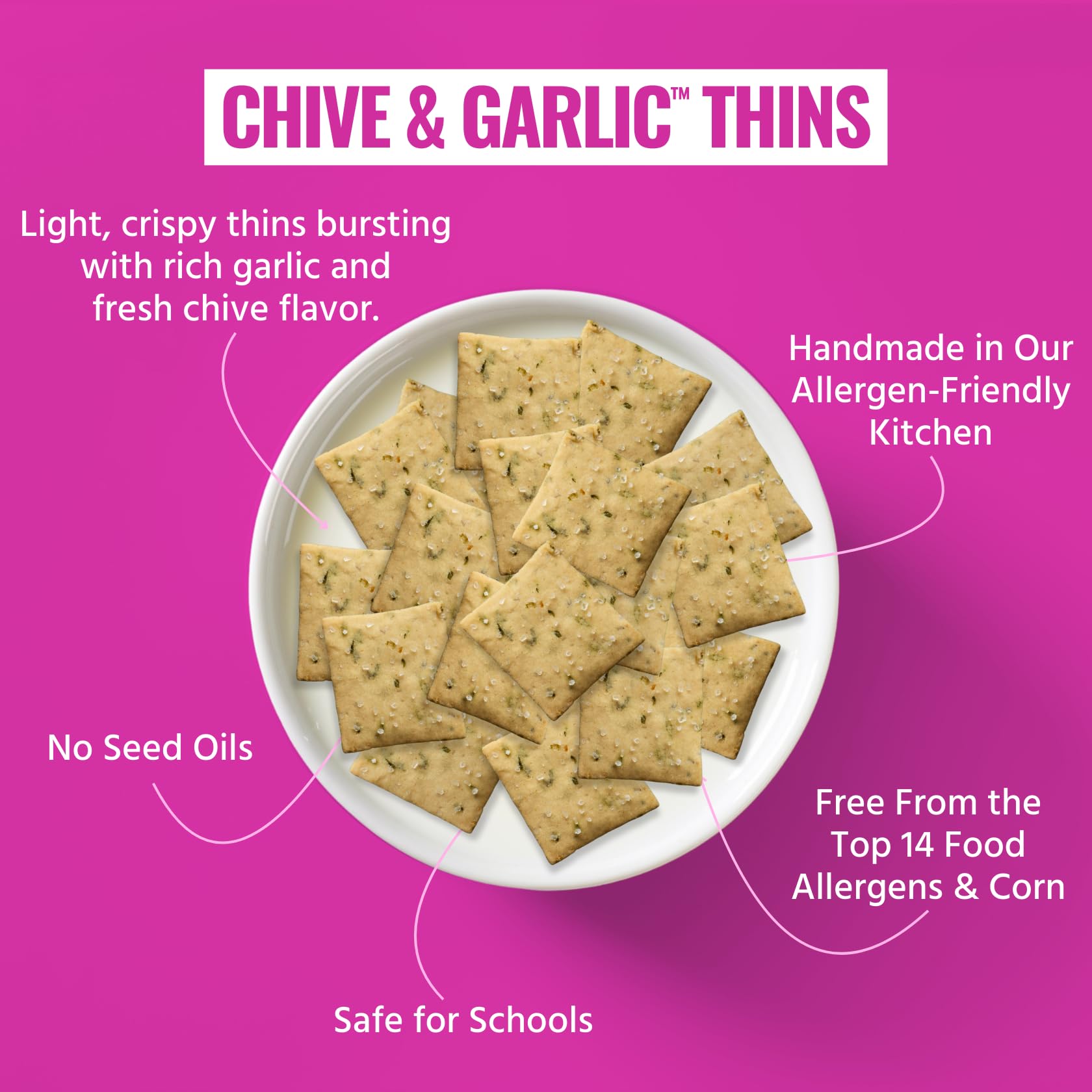 Every Body Eat Snack Thins - Chive & Garlic Flavor | Gluten Free, Dairy Free, Vegan | Perfect for School Lunches, Office Snacks & On-the-Go (20 Single Serve Packs)