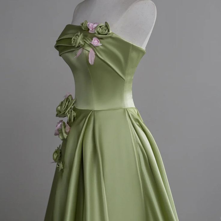 Elegant A-Line Satin Long Evening Dress with 3D Floral Embroidery - J5634 | Perfect for Prom, Wedding Guest & Formal Events
