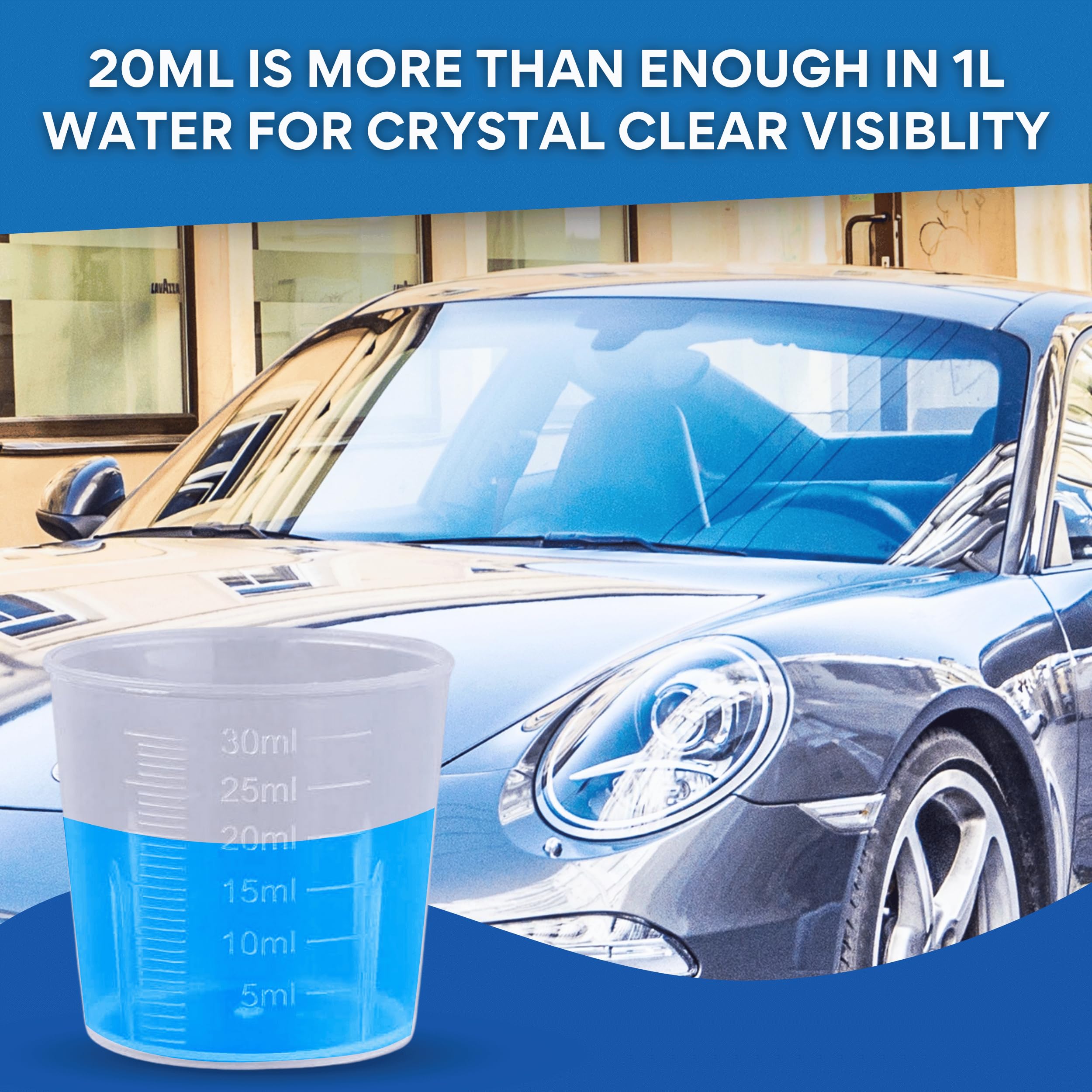 Groommm Concentrated Windshield Washer Fluid for Cars - 250ml (Dilutes to 1L) | Streak-Free Car Glass Cleaner for Crystal Clear Visibility | All-Weather Wiper Fluid for Safe Driving in Rain, Snow & Dust