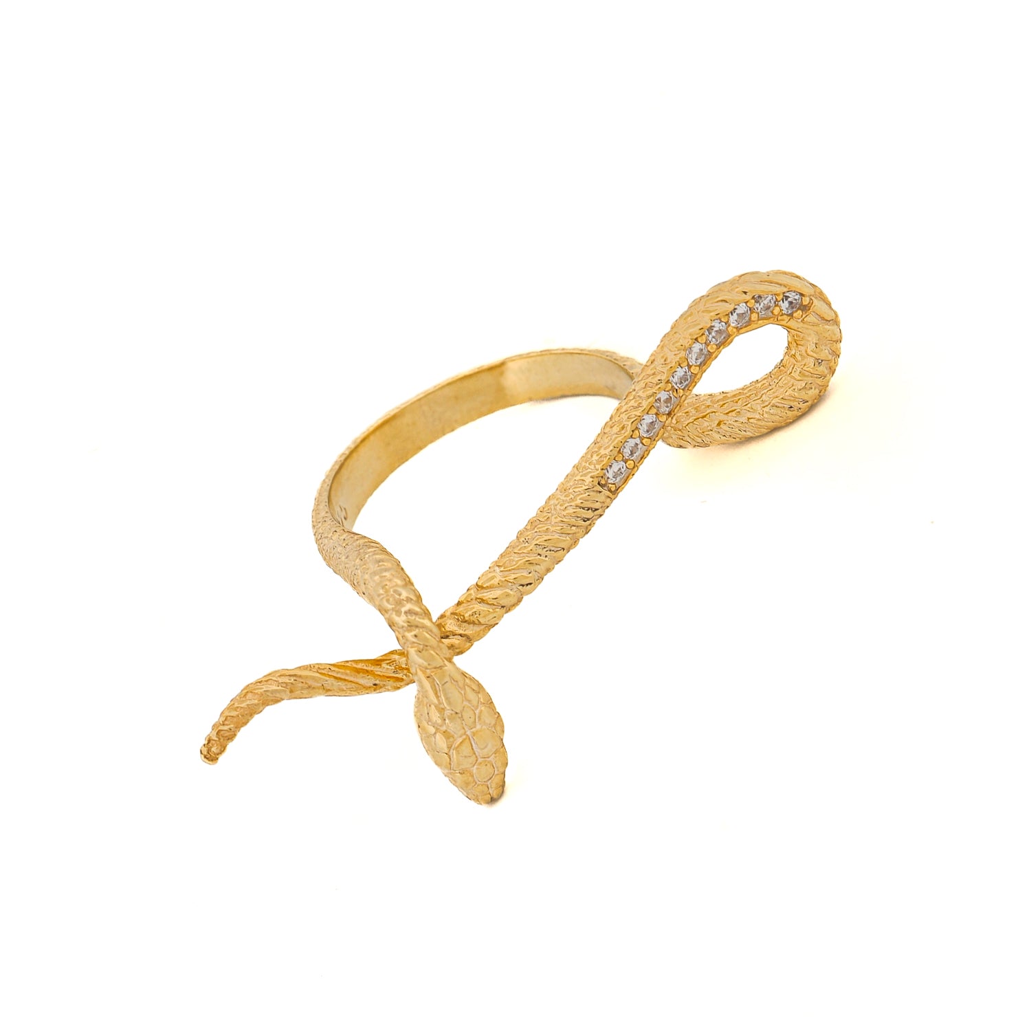 Mythology Snake Gold Vermeil & Diamond Ring - Elegant Jewelry for Women, Perfect for Parties, Weddings & Gifts