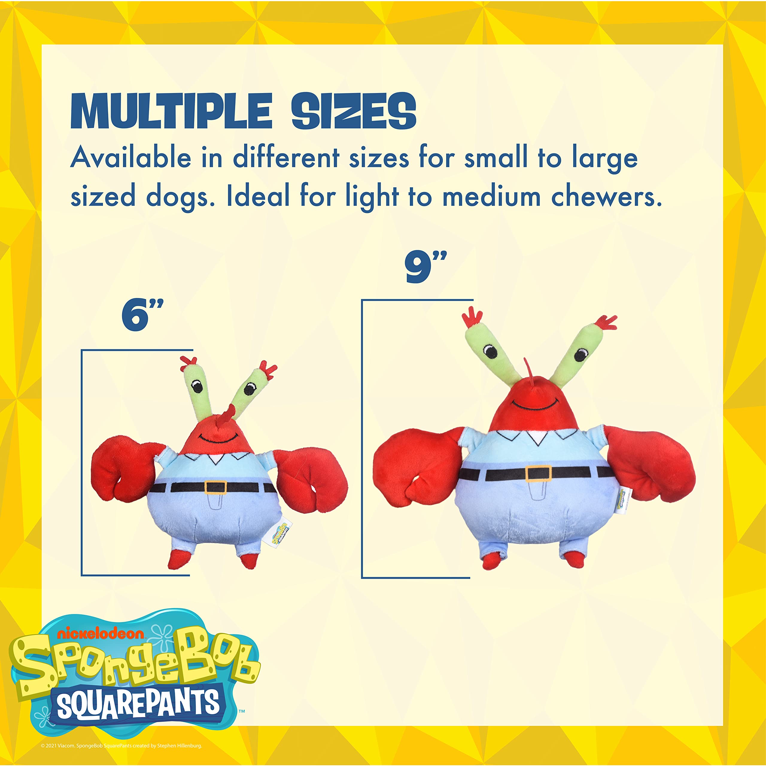 SpongeBob SquarePants Mr. Krabs Plush Dog Toy - 9 Inch Soft Squeaky Crab Toy for Small & Medium Dogs | Durable Plush Fabric Pet Chew Toy | Perfect Gift for SpongeBob Fans | Great for Playtime, Training & Cuddling
