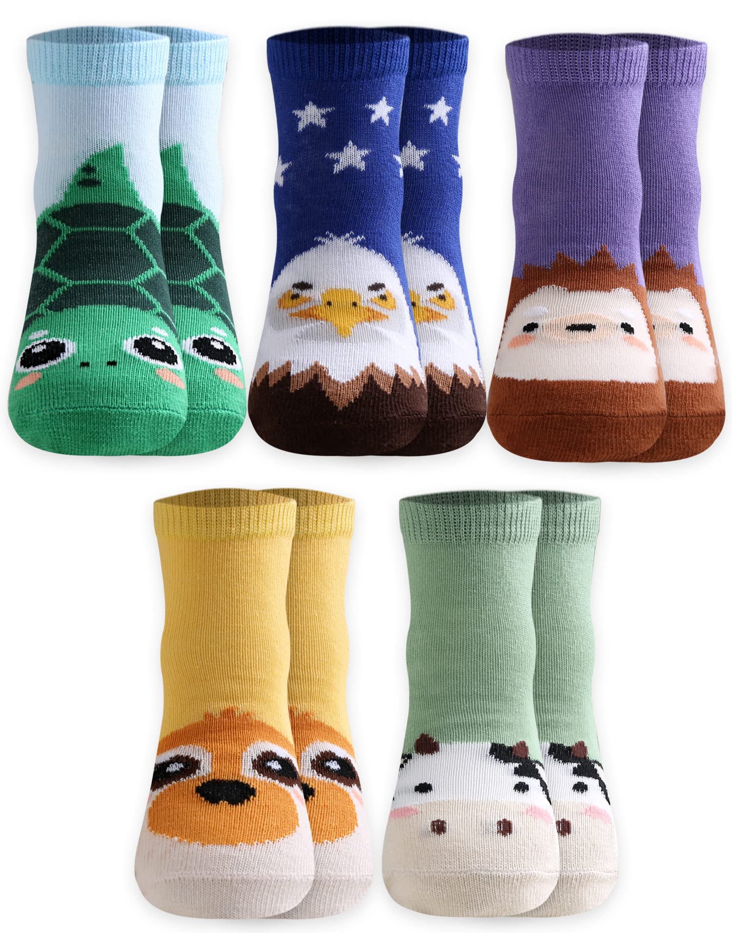 VAENAIT Baby Animal Socks for Toddlers - Kids Crew Socks Multi Pack for Play & School
