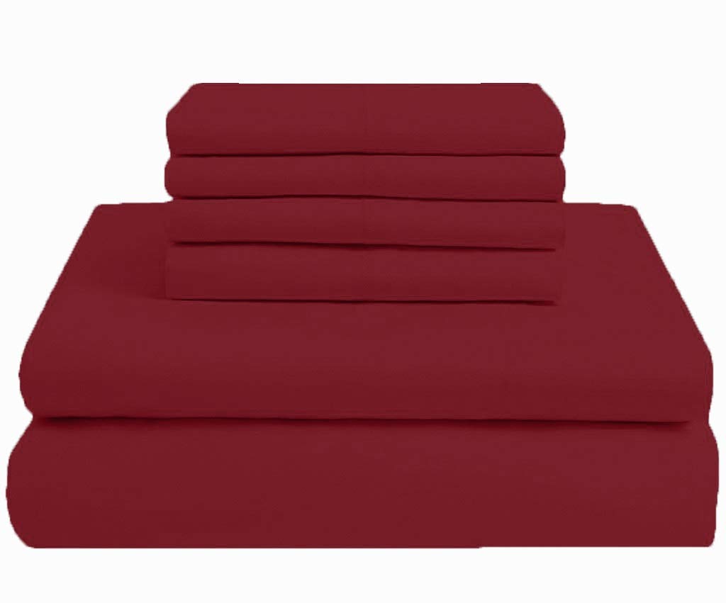 Luxury 6-Piece King Size Bed Sheet Set - 100% Egyptian Cotton, Hotel Quality (1 Flat Sheet, 1 Fitted Sheet with 13