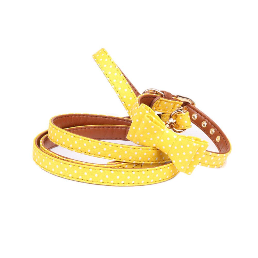 Yisatann 2-Layer Bowknot Pet Collar and Leash Set for Small Dogs & Cats - Adjustable Neck Strap with Rope Leash - Perfect for Walking, Training, and Outdoor Adventures