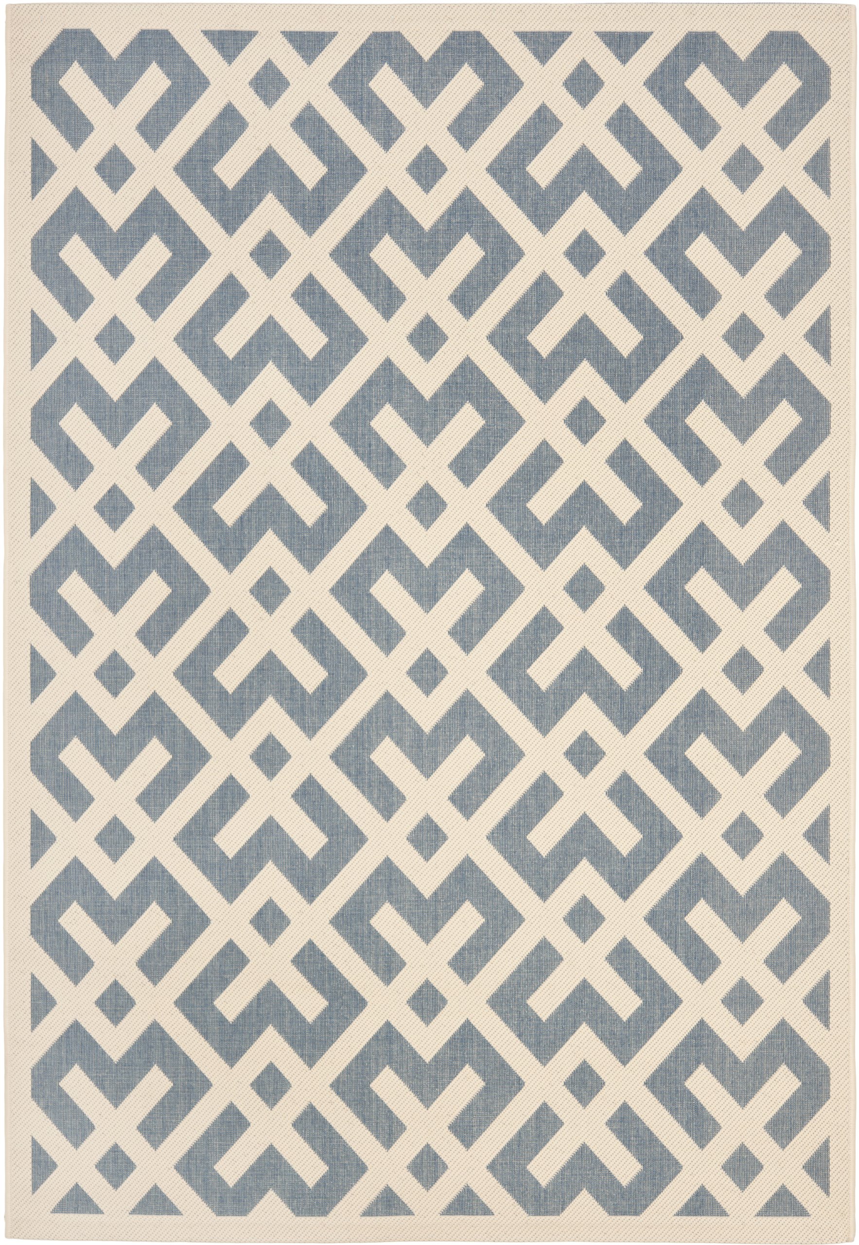 SAFAVIEH Courtyard Collection 9' x 12' Blue & Bone Indoor/Outdoor Area Rug - Non-Shedding, Easy Care & Washable - Perfect for Living Room, Bedroom, Patio, Backyard & Mudroom (CY6915-233)