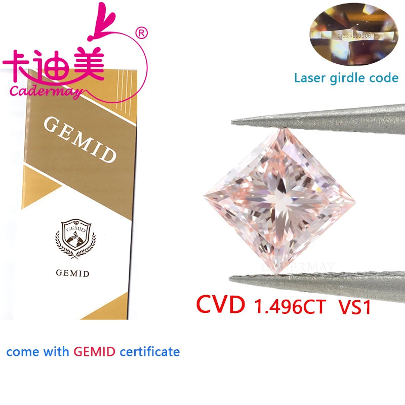 Premium VS1 Clarity CVD Lab Grown Loose Diamond - Square Shape, Pink Color with Gemstone Certificate | Perfect for Wedding Jewelry, Engagement Rings & Fine Jewelry Making