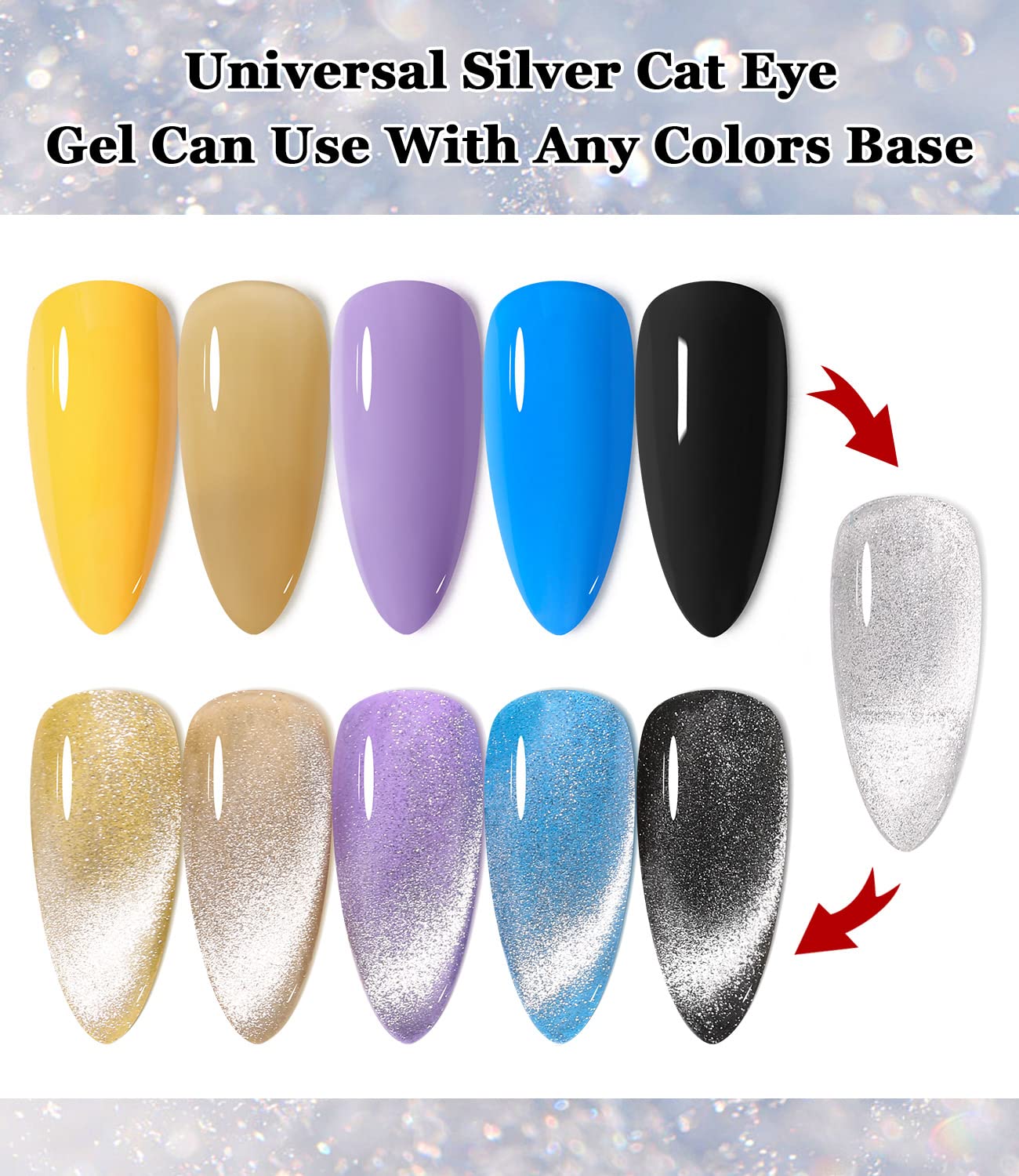 DouborQ 15ml 9D Wide Cat Eyes Gel Nail Polish - Magnetic Starry Sky Effect (9D Silver) for Salon & Home Manicure, DIY Nail Art, Gift for Nail Lovers