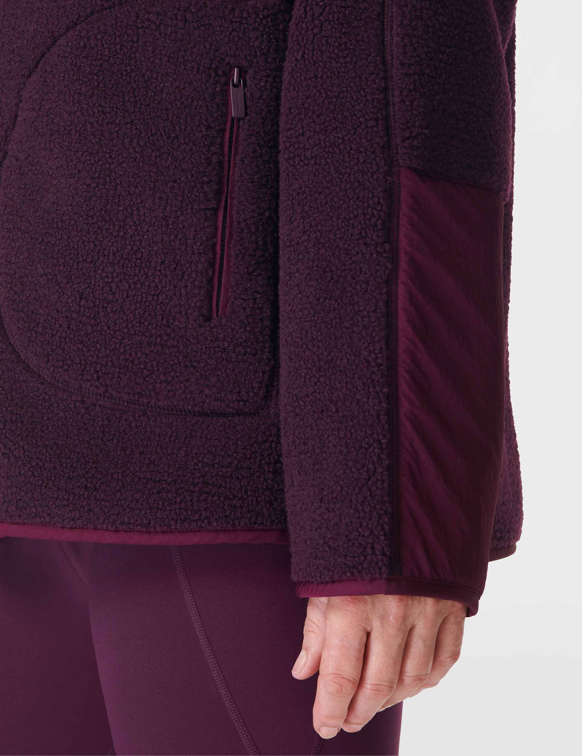 Soft Plush Textured Zip Up Hoodie - Midnight Cherry Purple for Women | Cozy Winter Loungewear & Casual Outfit