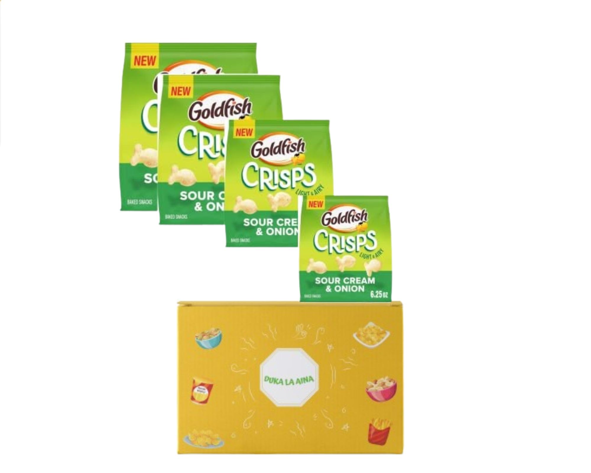 Goldfish Crackers Sour Cream & Onion Flavor - Baked Snack Chips, 6.25 Oz (Pack of 4) | Perfect for Lunchboxes, Office Snacks & Party Platters
