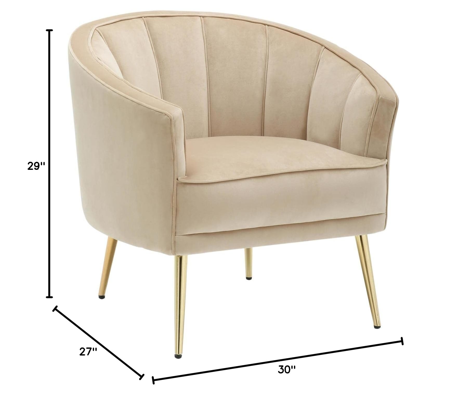 LumiSource Tania Velvet Accent Chair - Gold Modern Armchair for Living Room & Bedroom - Plush Comfortable Seating for Home Decor, Reading Nook, or Office Space