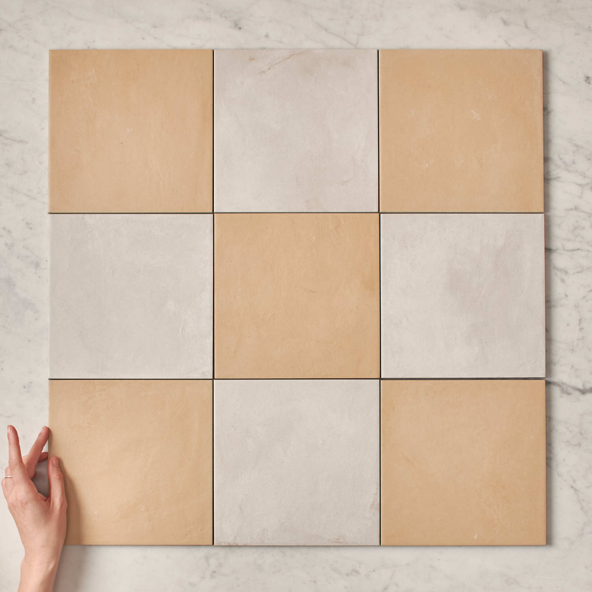 Bronte Checkerboard Butter & White Tile - Stylish Kitchen Backsplash & Bathroom Flooring for Modern Homes