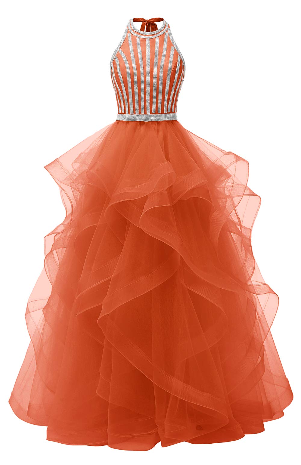 XIA Women's Prom Dresses 2021 - Elegant Tiered Tulle Crystal Halter Quinceanera Gowns for Formal Evening, Party & Cocktail Events - Perfect for Homecoming, Wedding Guest & Black Tie Occasions