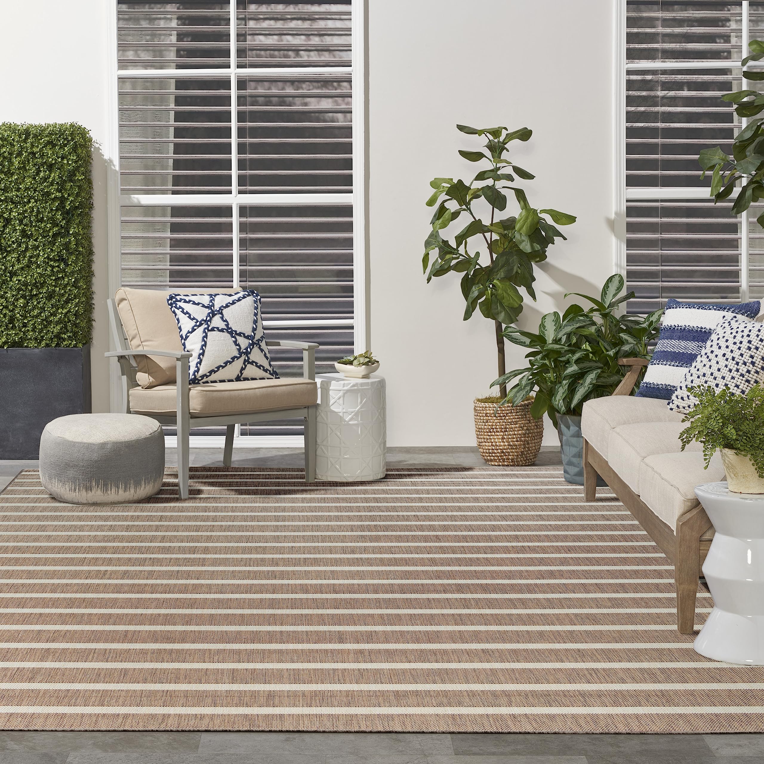 Nourison Positano 9' x 12' Jute Area Rug - Ivory Indoor/Outdoor Rug | Non-Shedding & Easy to Clean | Perfect for Living Room, Bedroom, Dining Room, Deck, Patio or Backyard | Natural Fiber Floor Decor for Cozy Home & Outdoor Spaces