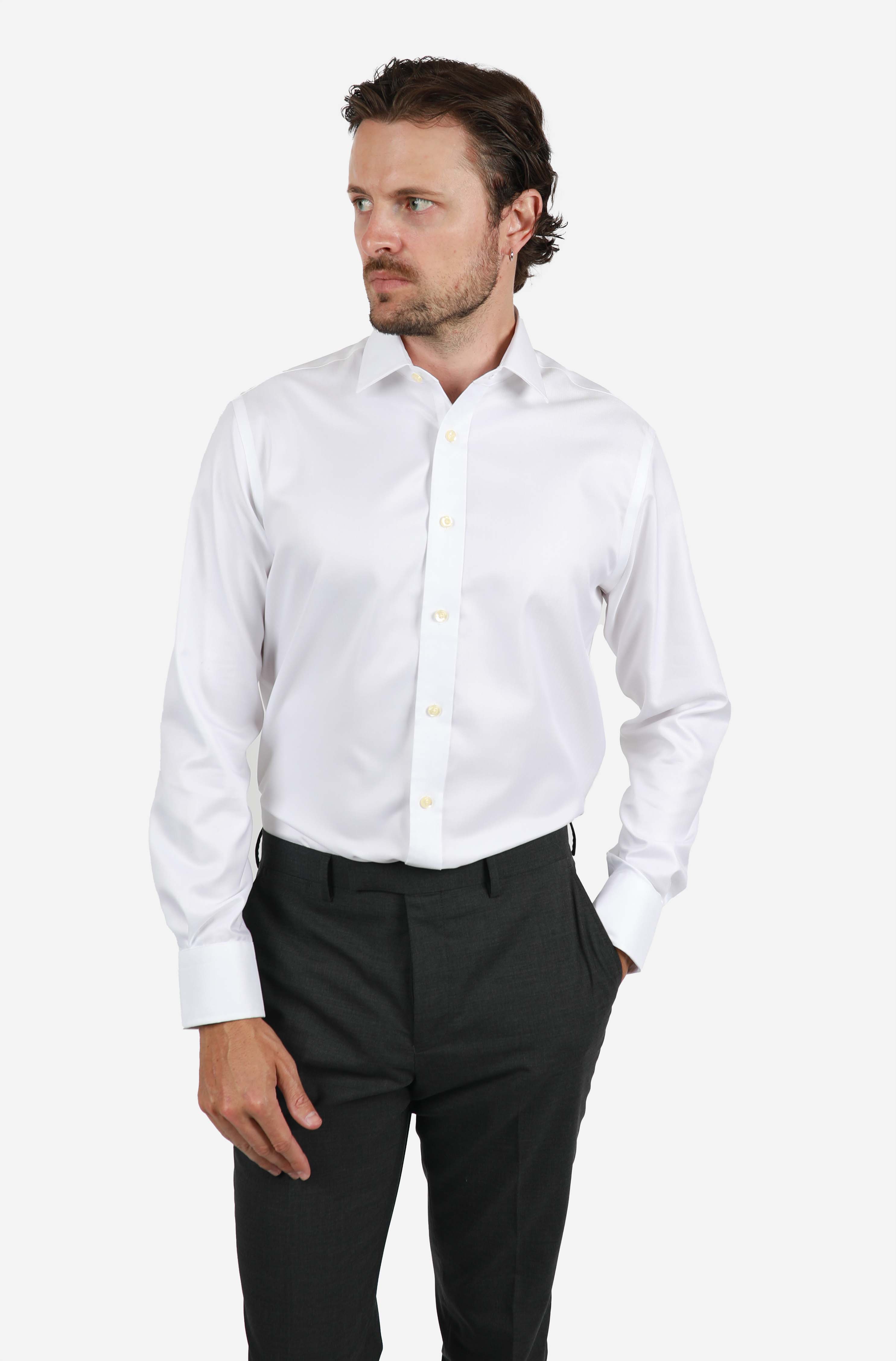 White Micro Twill Shirt for Men - Contemporary Fit Casual Button Down Shirt | Perfect for Office, Business Meetings & Smart Casual Outfits