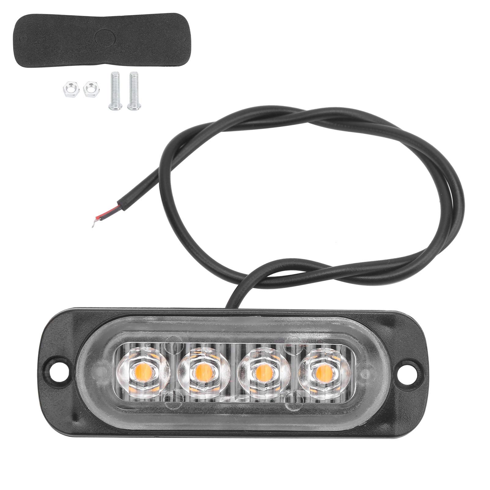 Fydun 12V 4-LED Yellow Side Warning Light - High Brightness IPX4 Waterproof LED Marker Lamp for Cars, Motorcycles, Trucks - Ideal for Emergency Vehicles, Off-Roading & Nighttime Safety