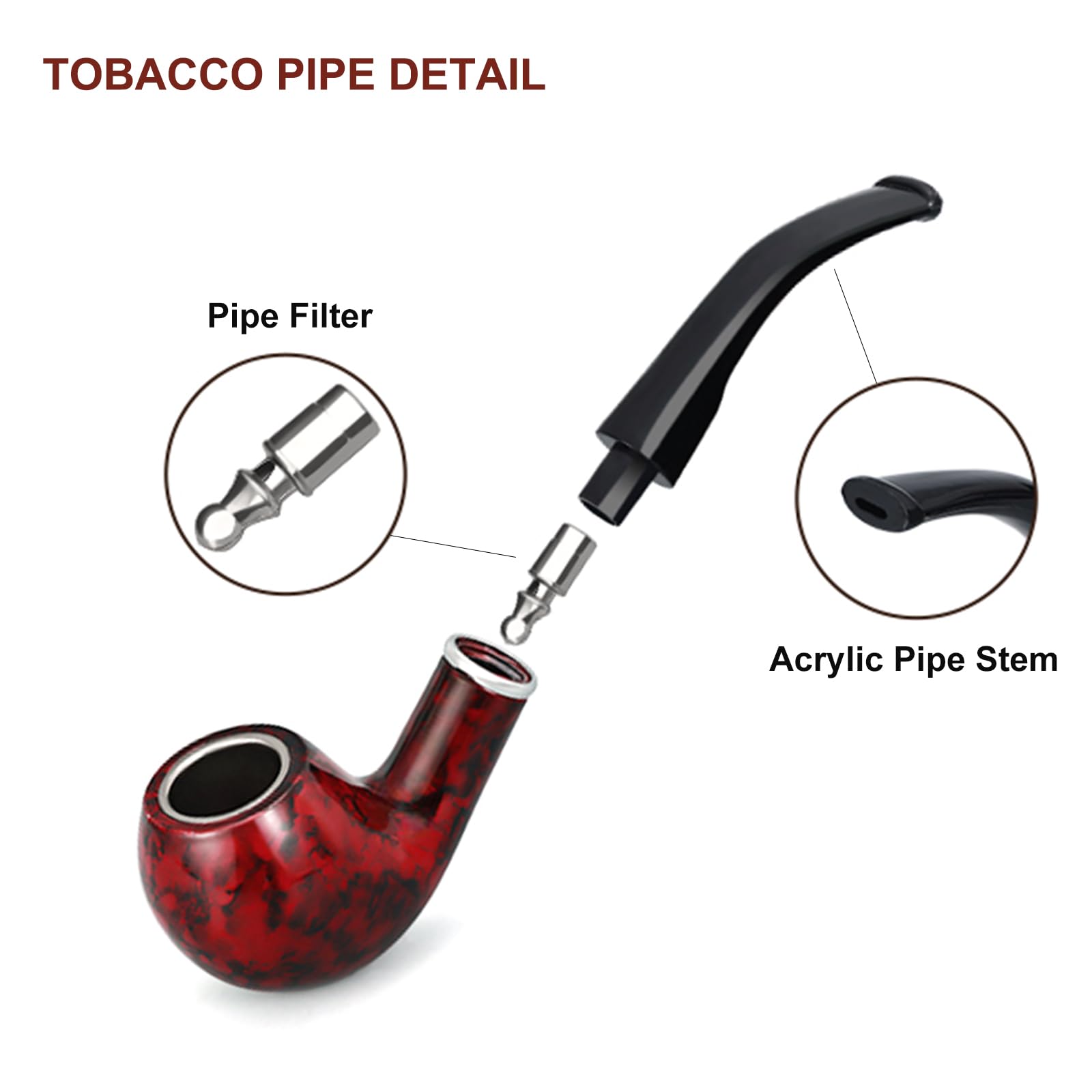 Joyoldelf Classic Bent Tobacco Pipe with Foldable Stand - Premium Smoking Pipe Kit with Gift Box & Accessories for Relaxation & Social Gatherings